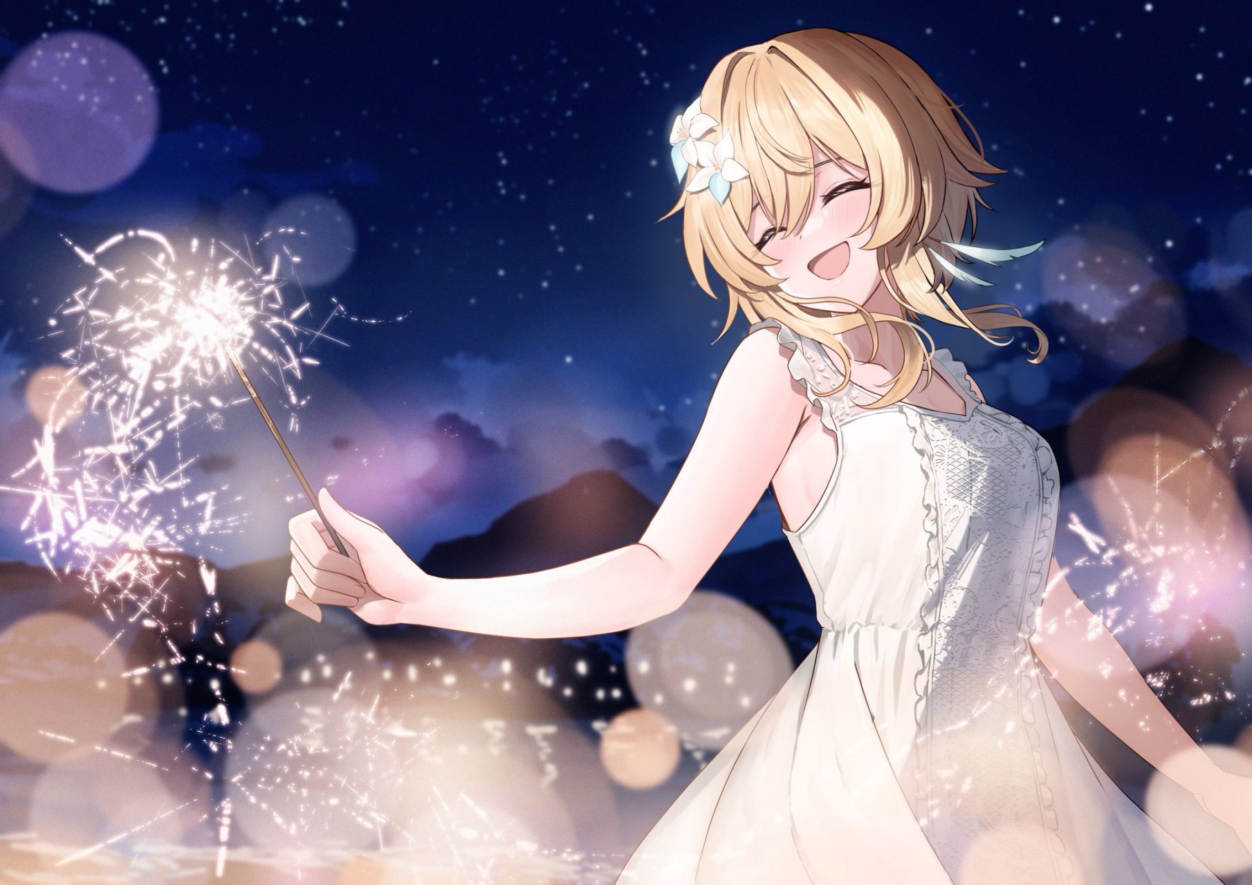 原神# 玩仙女棒的荧妹,真的太美了[期待] twi:@ayul_oekaki