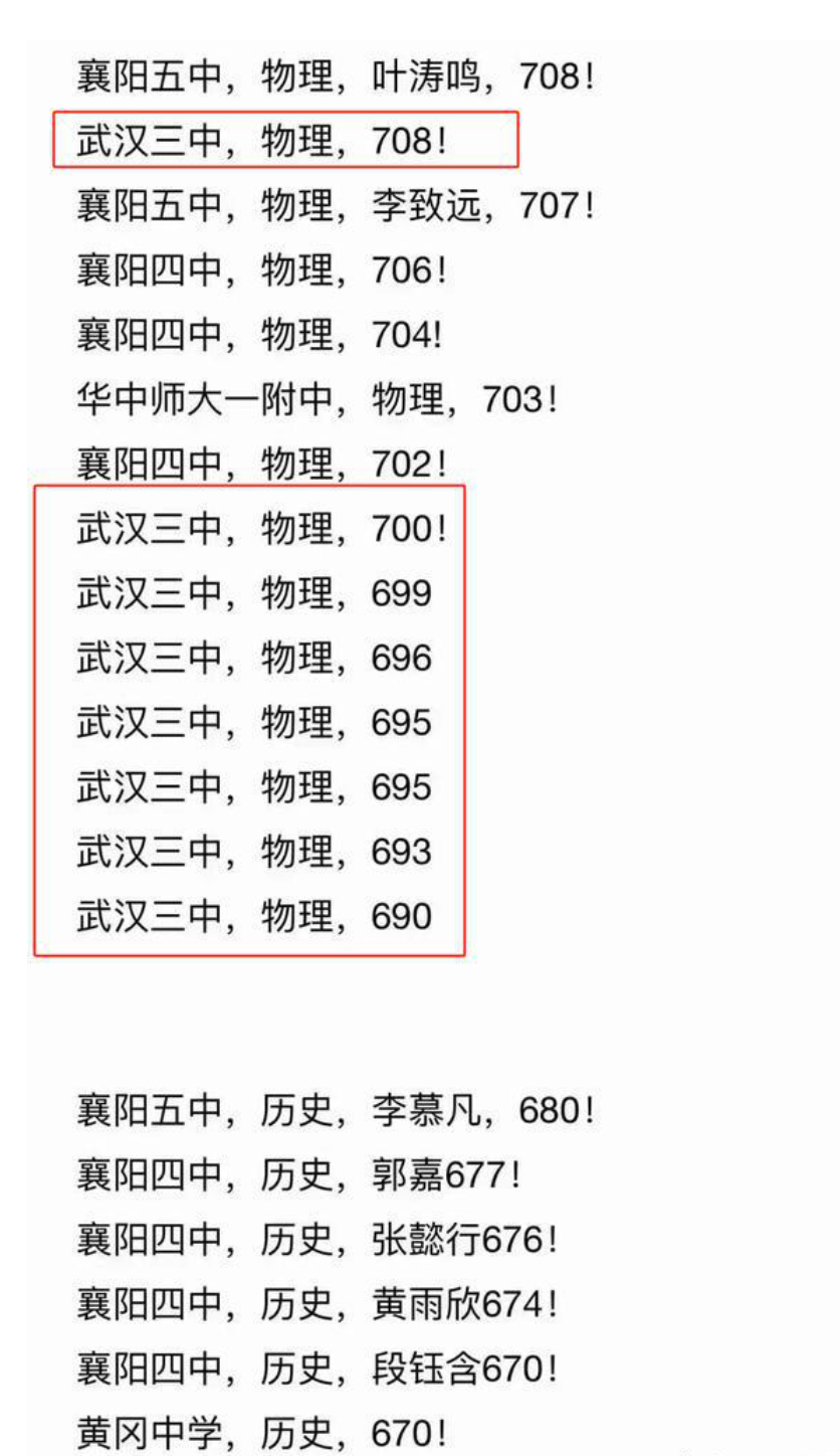 湖北高考成绩放榜武汉三中708逆袭省状元武汉四大名高将改写