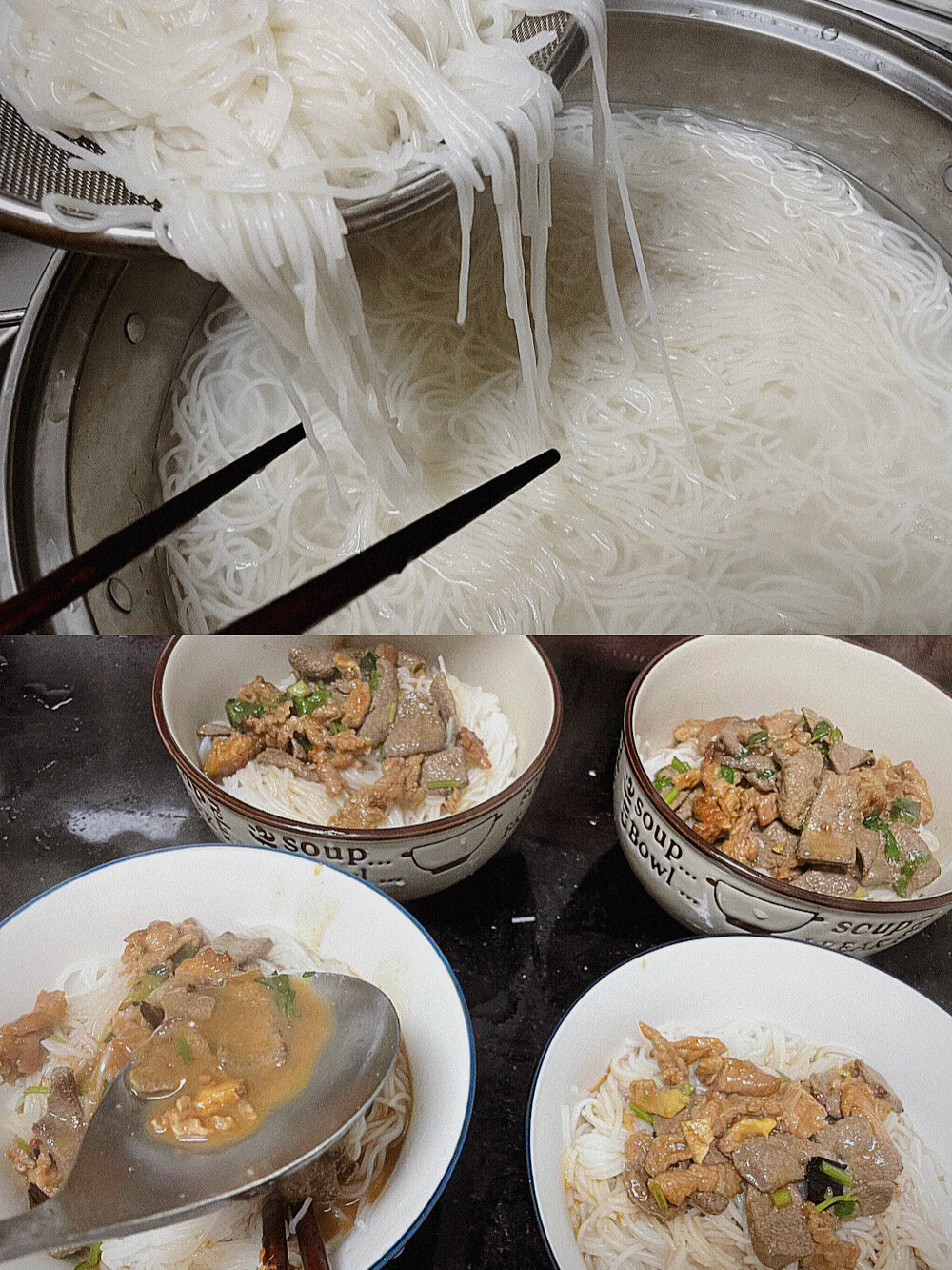 今日晚餐!猪肝瘦肉粉!菜谱!