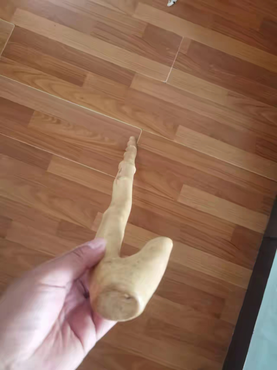 这不,我又入手了一根花椒木手杖,可这次有点不一样——它粗得像个