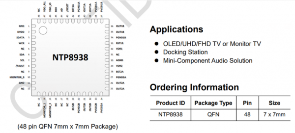 低内阻,高性能数字音频功放芯片-ntp8938