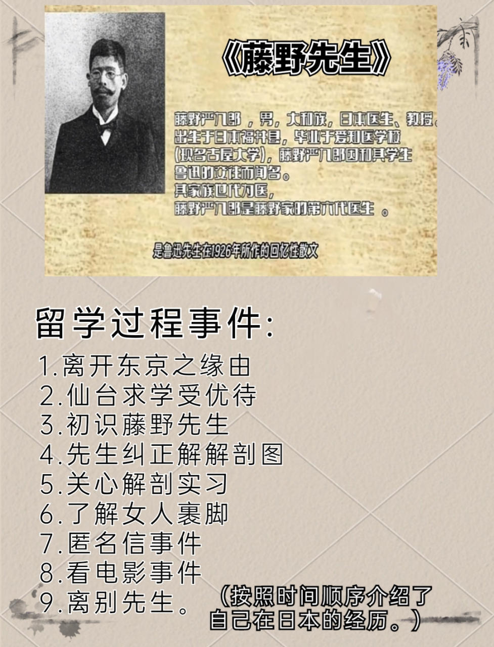 9898《藤野先生》主要内容概括:  看到办公桌上面有一张卷子,估计