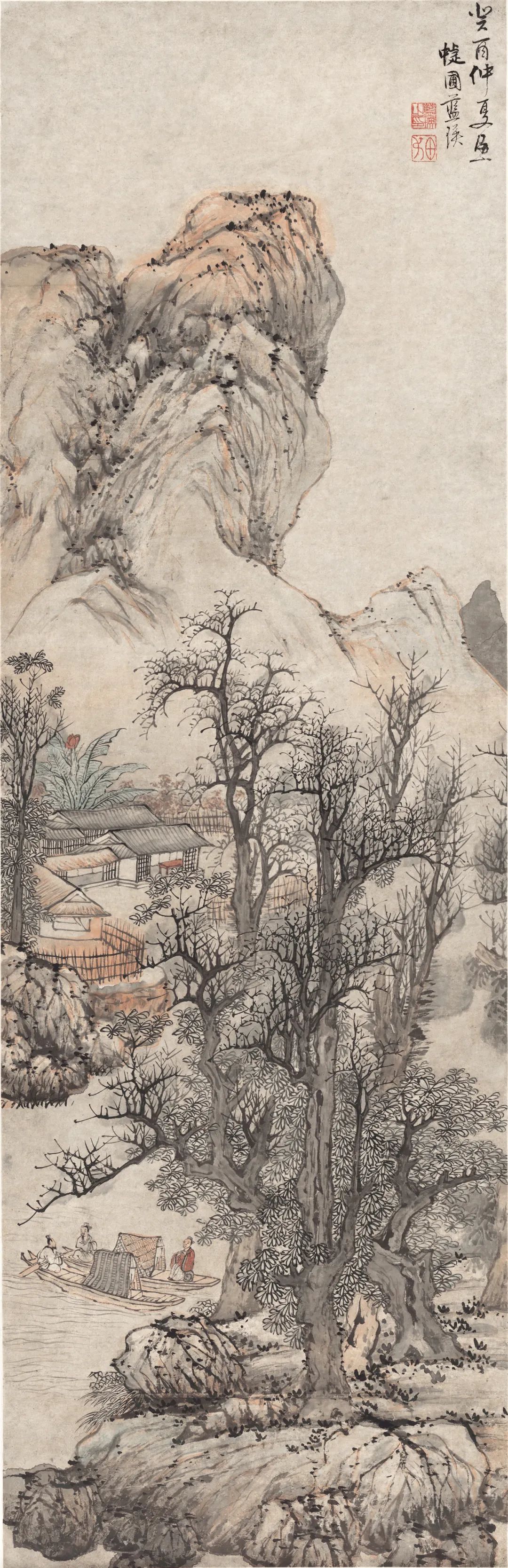 历代名家大师山水作品系列精选——明 蓝瑛《秋山渔隐图》