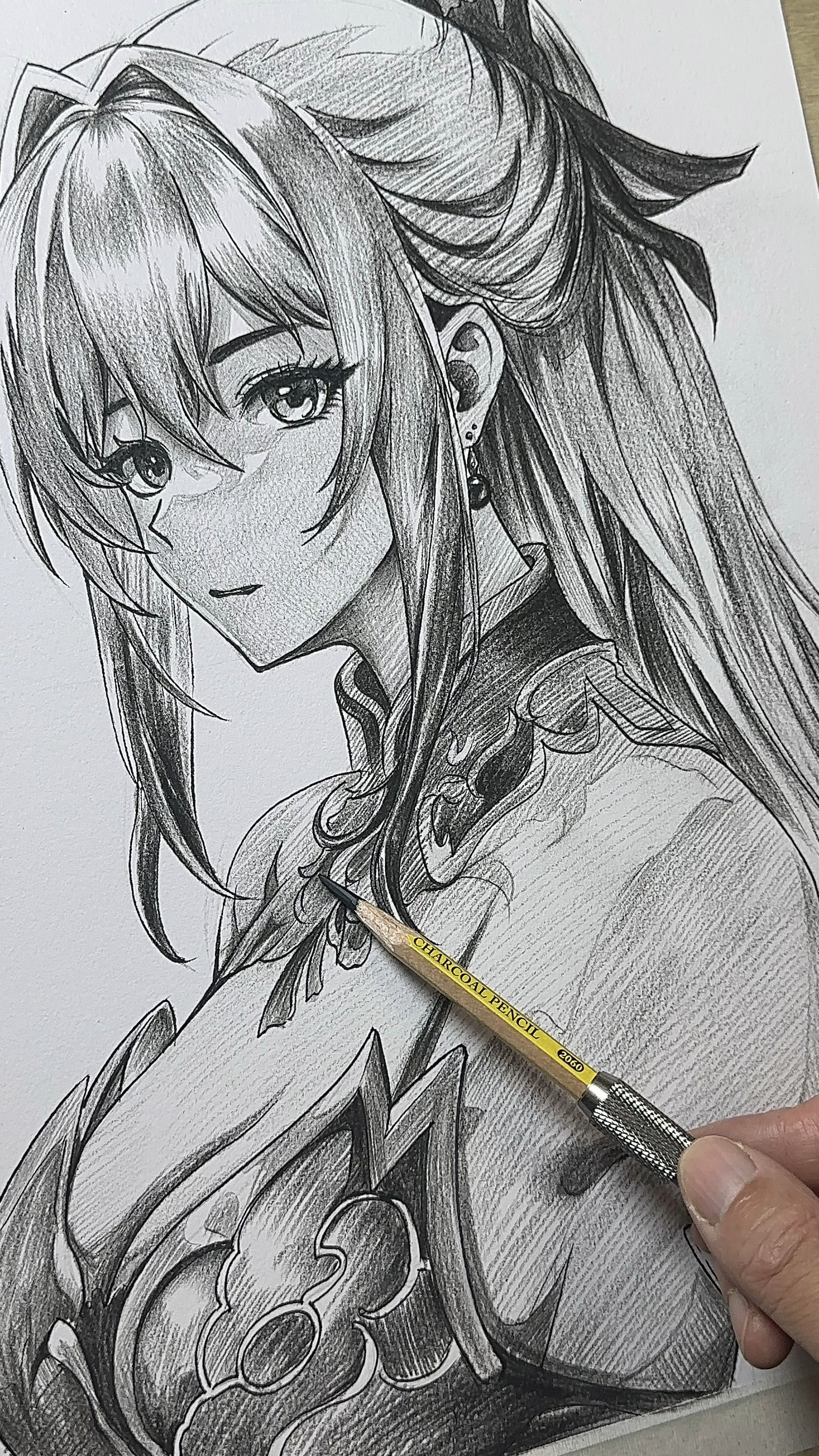 镜流素描排线绘画完成版