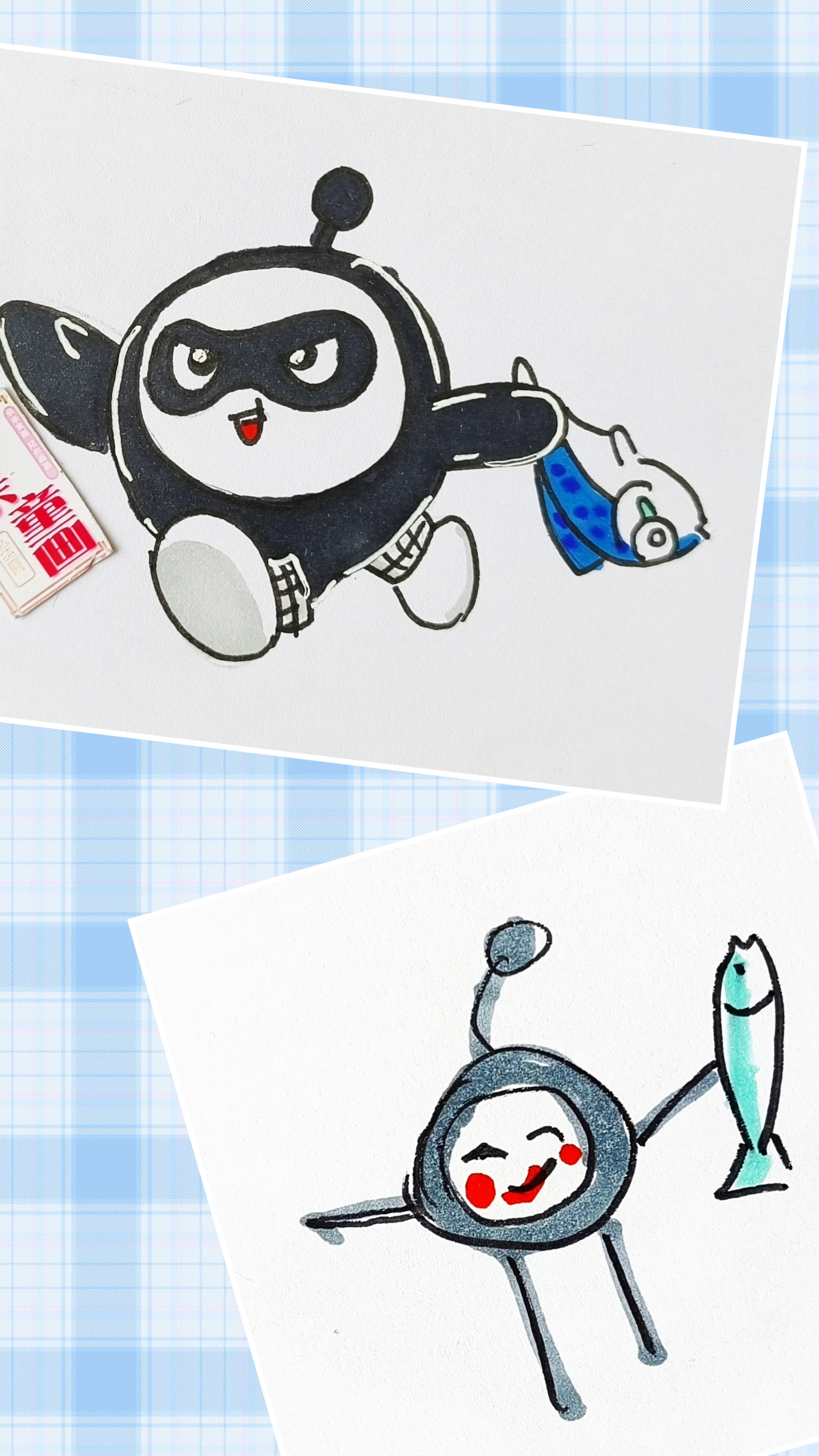 动态连更挑战# 蛋仔派对简笔画:蛋仔小黑怎么拿着咸鱼跑,挑战画最萌