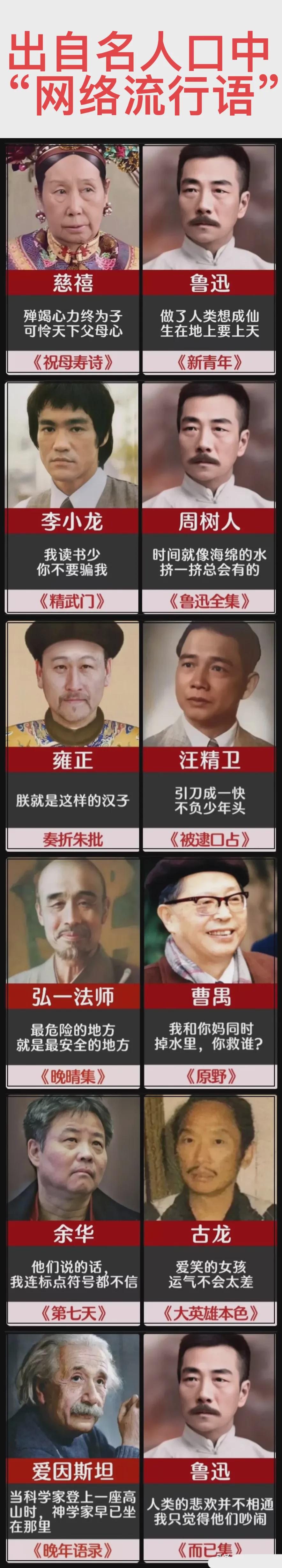 李小龙:我读书少,你不要骗我. 雍    正:朕就是这样的汉子.