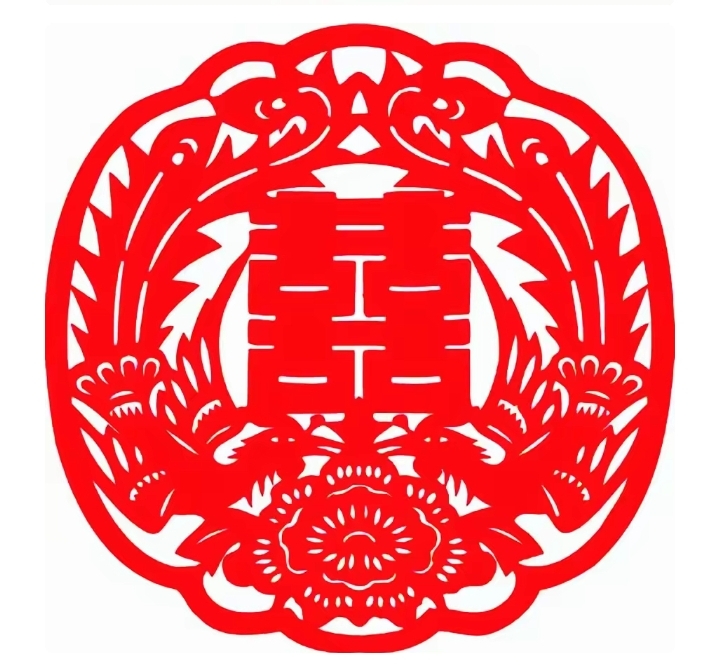 分享:喜庆双喜剪纸图