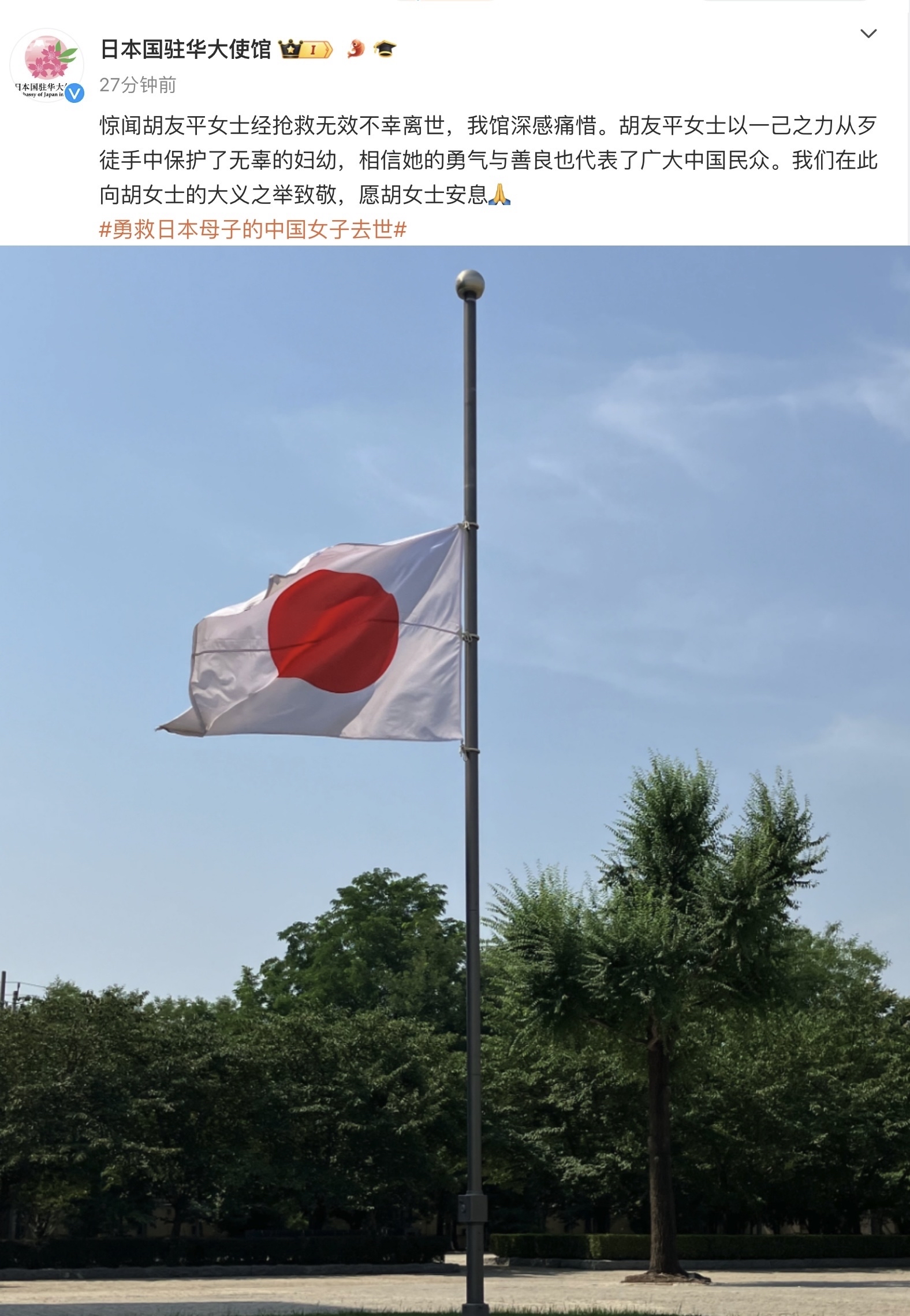 网友她保护了无辜的孩子也守住了中国人的尊严