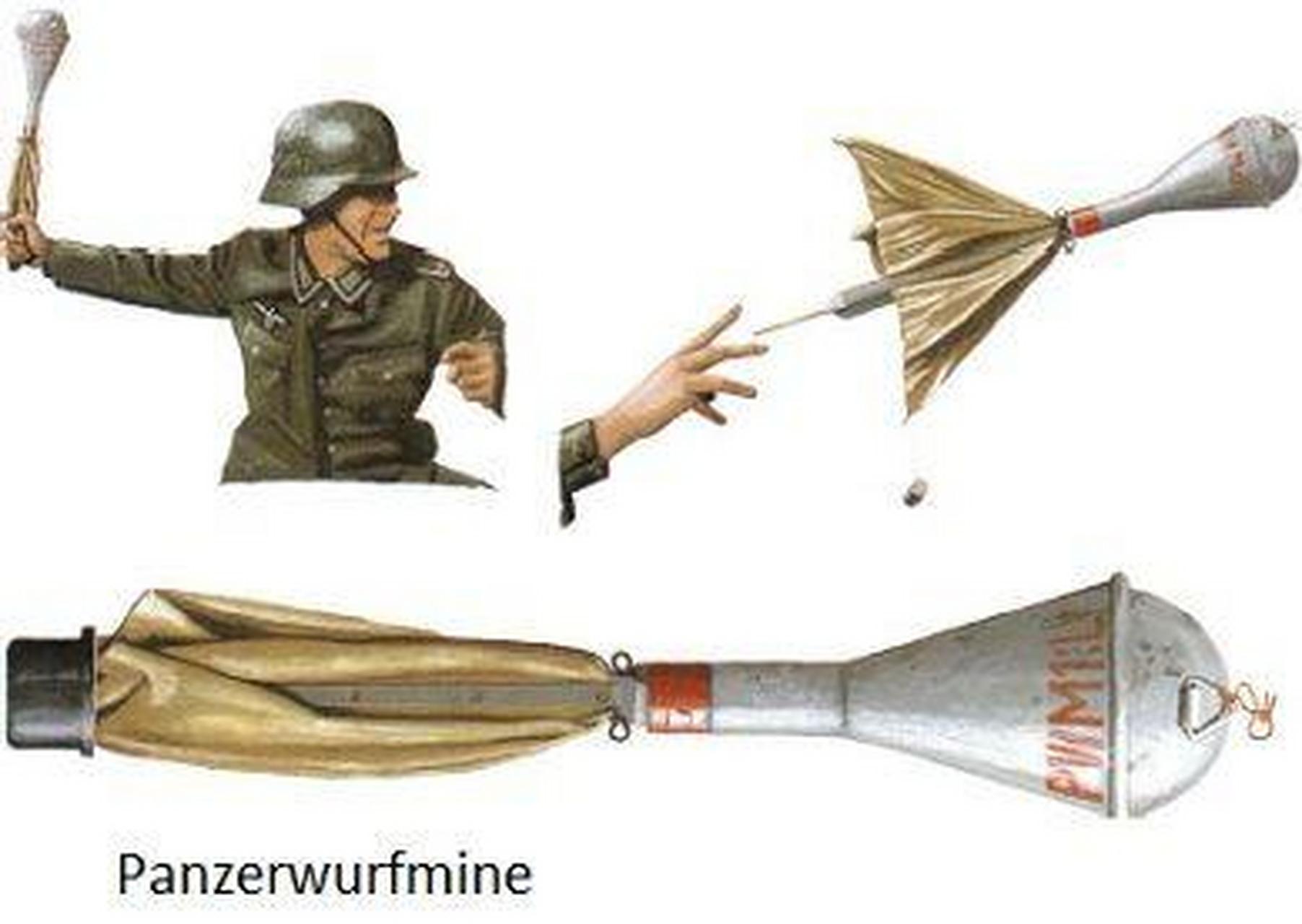 二战德式反坦克手榴弹以一种特殊的方式投向目标.