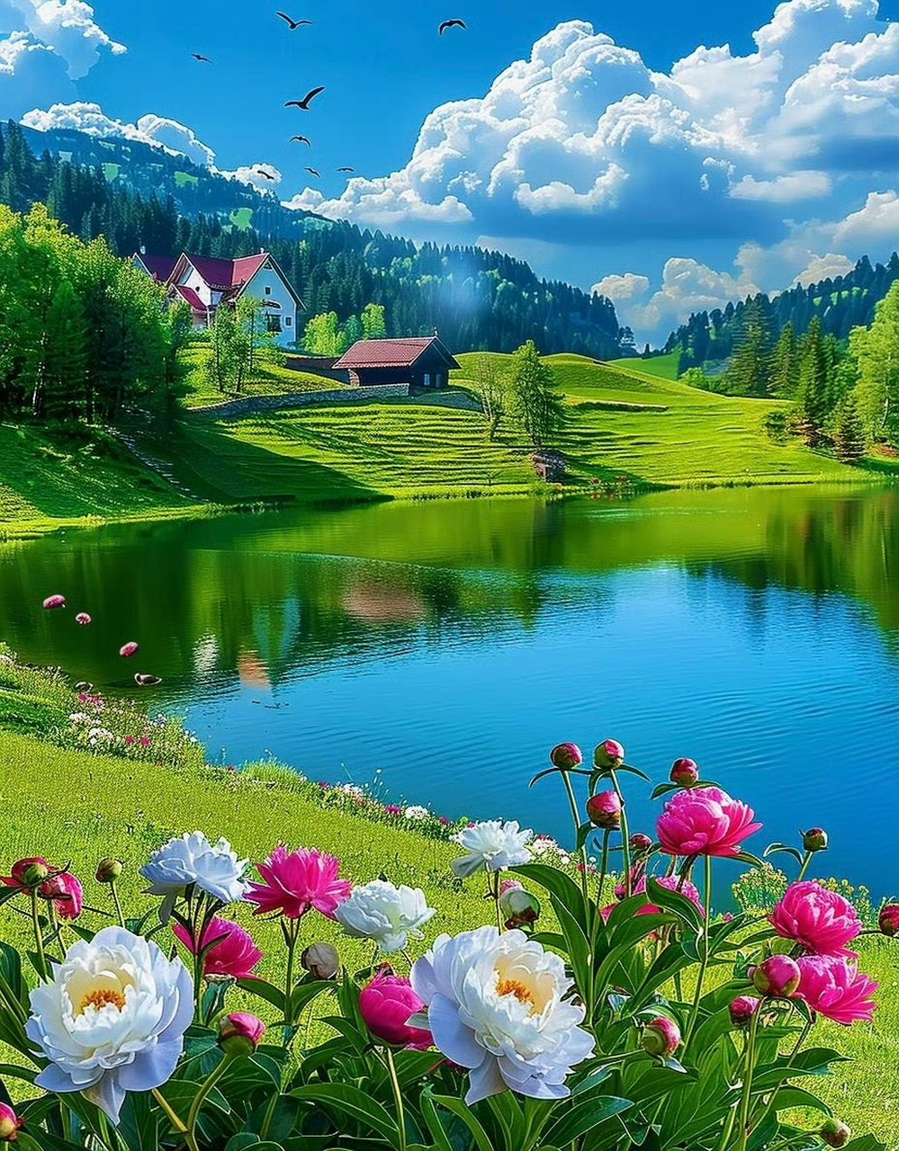 蓝天白云花含笑,青山绿水景如画. #高考起航梦想生活