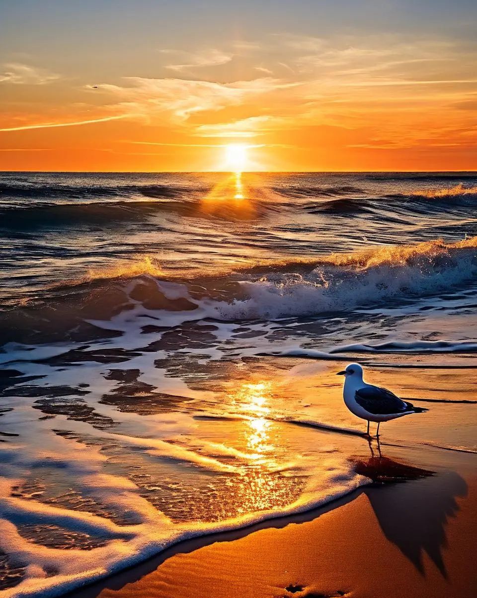 凌晨4点,海边沙滩晨光,仿佛人间仙境,赏心悦目,令人陶醉