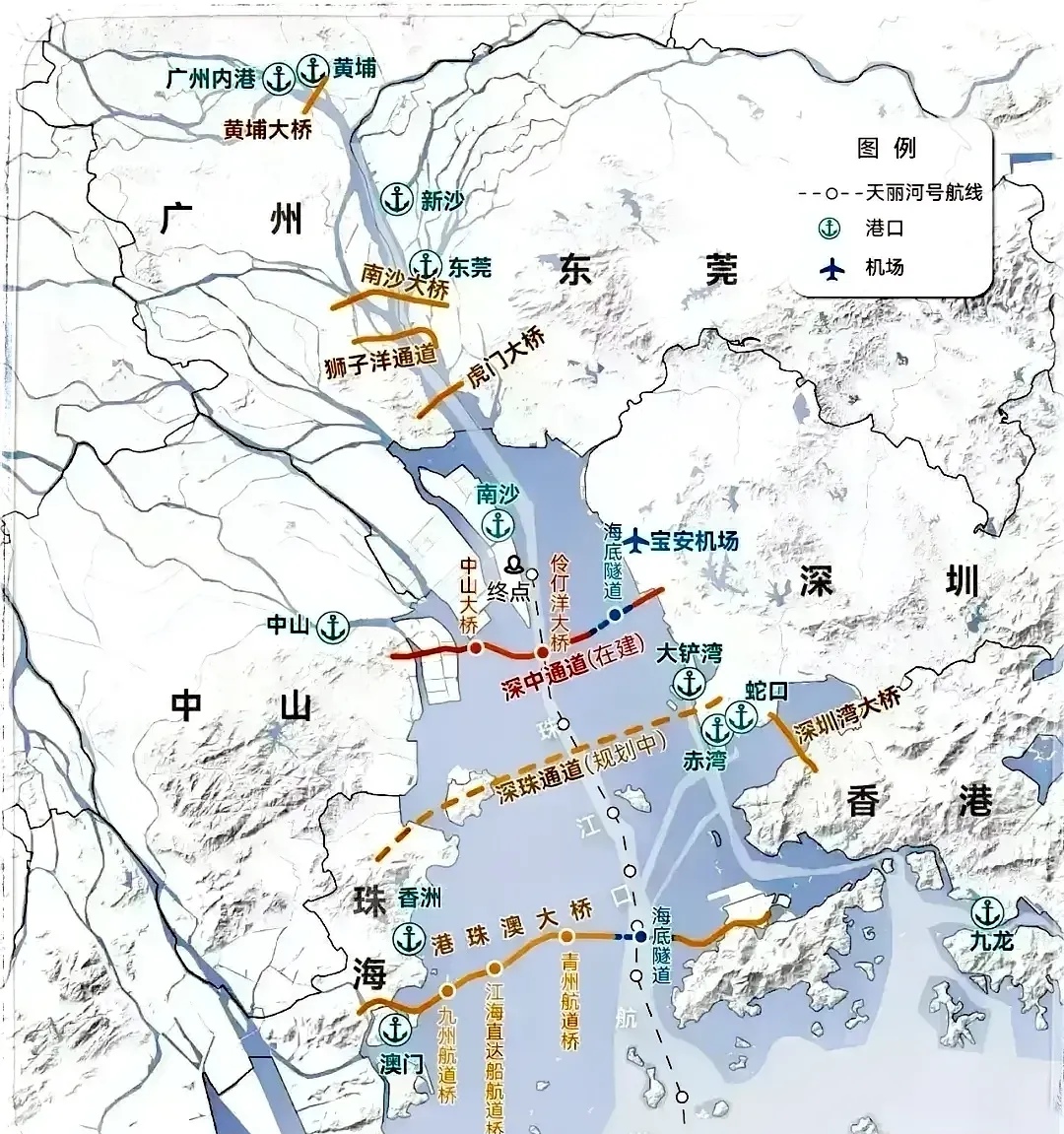 虎门大桥: 1997年建成通车,全长15