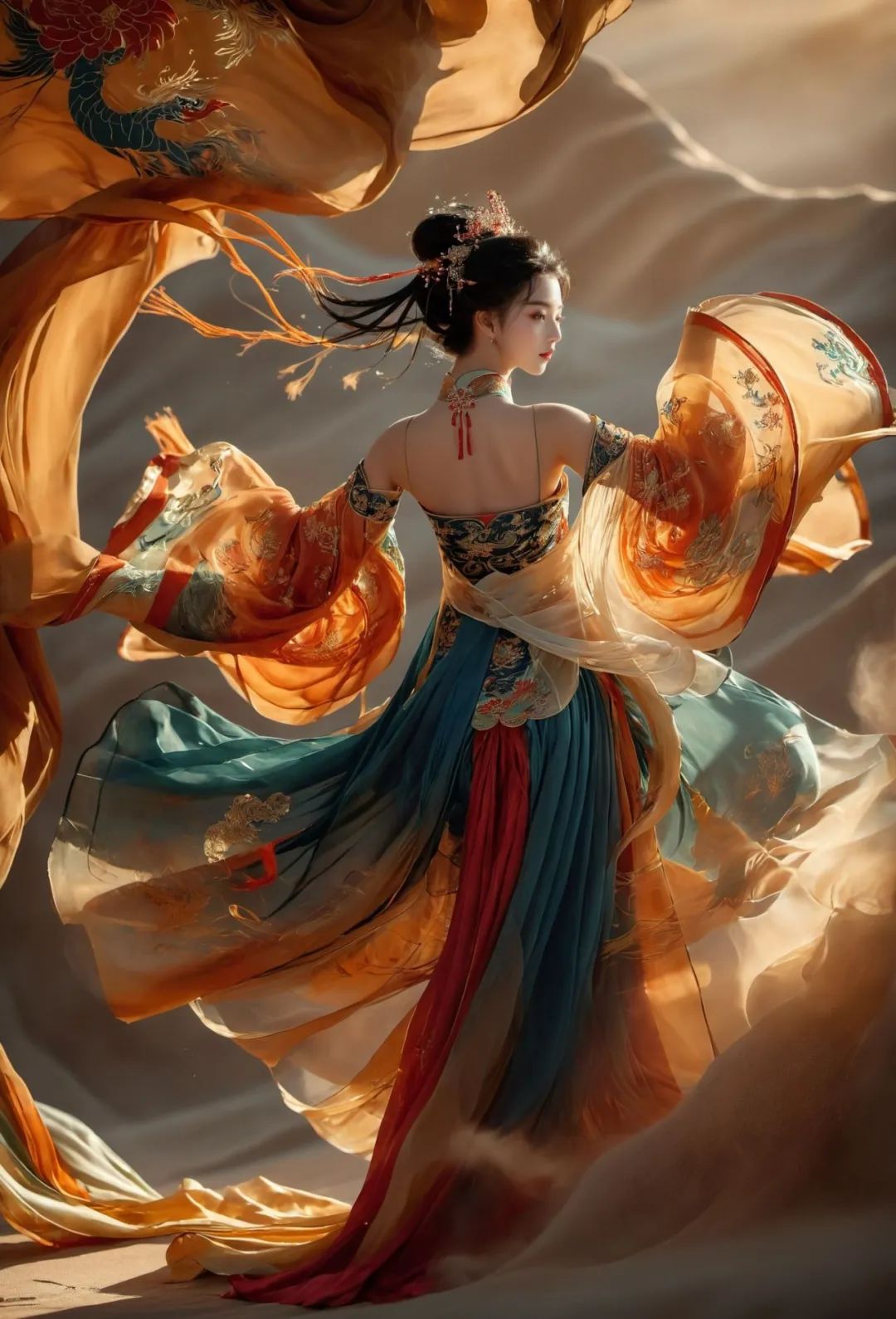 古风美人,敦煌飞天,大漠起舞