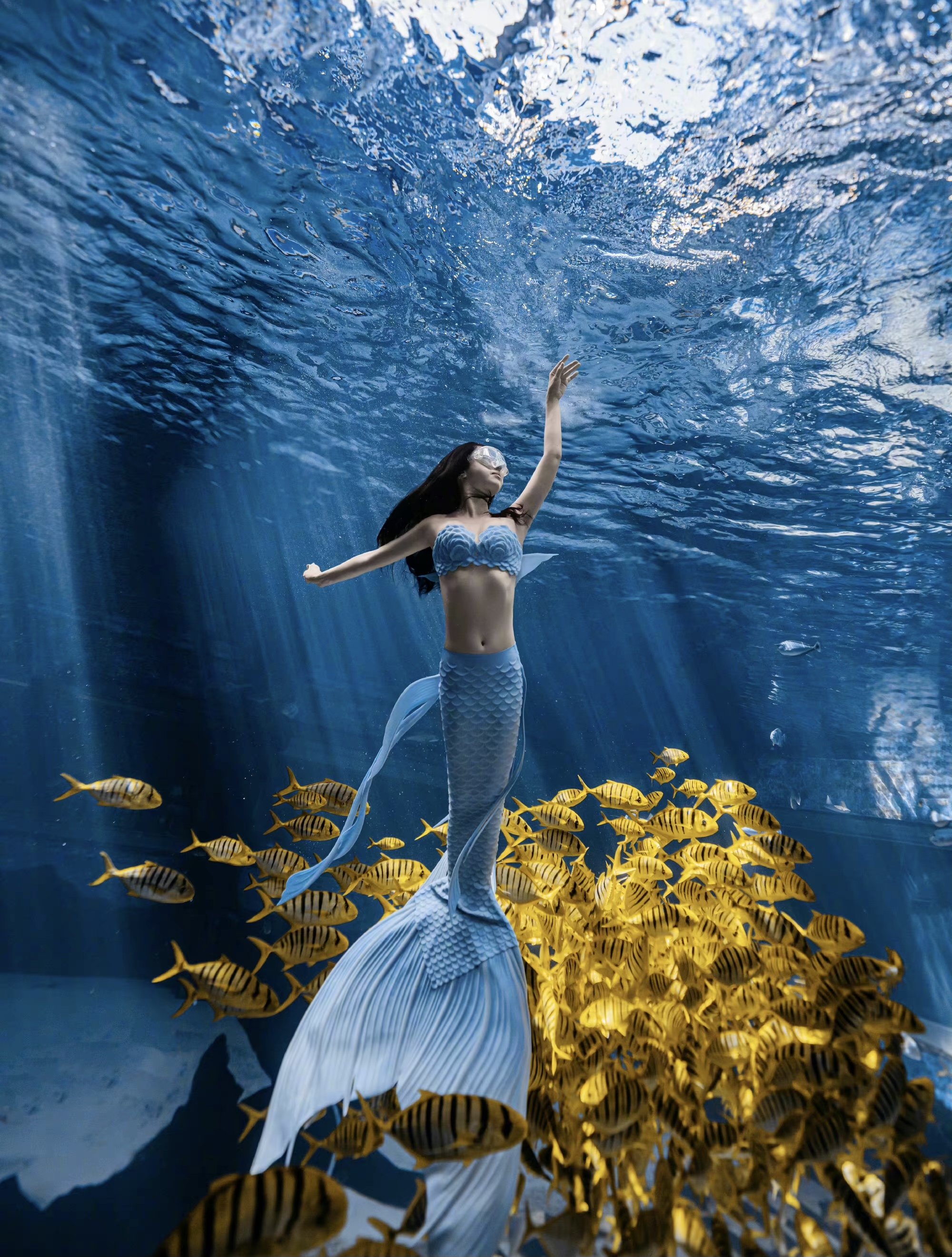 董璇化身深海里的美人鱼,婀娜的身材,美翻了