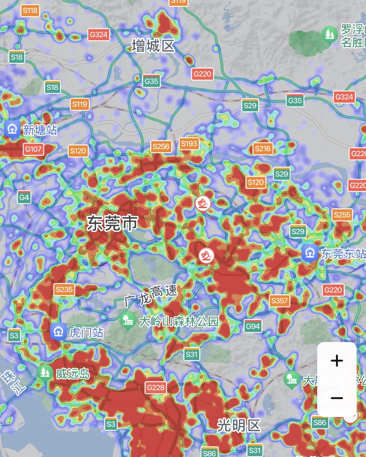 十五座新一线城市热力图对比,成都西安面积大,南京长沙表现如何