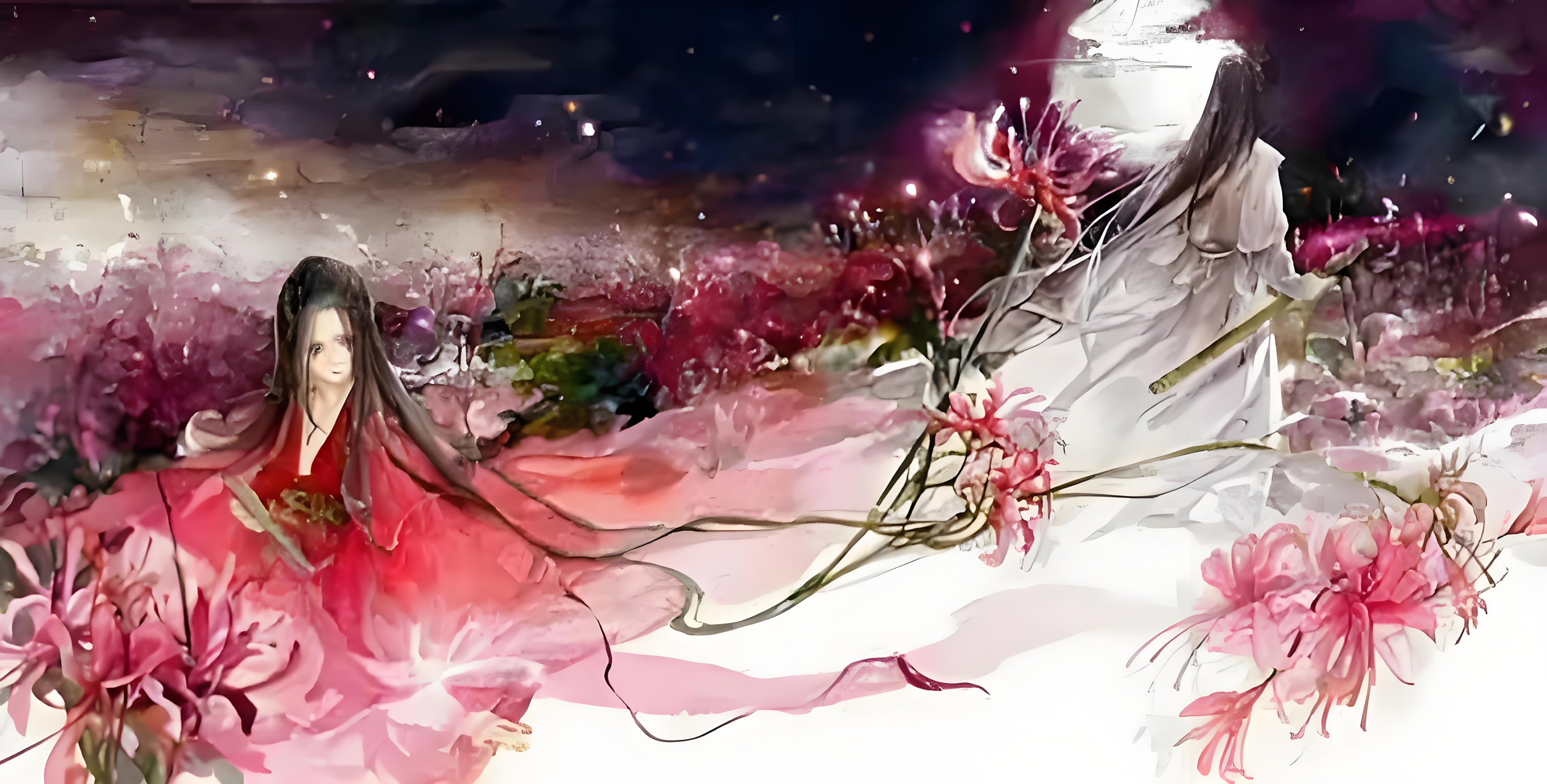 彼岸花,象征着生死轮回的界限,花开似血,叶落如梦.