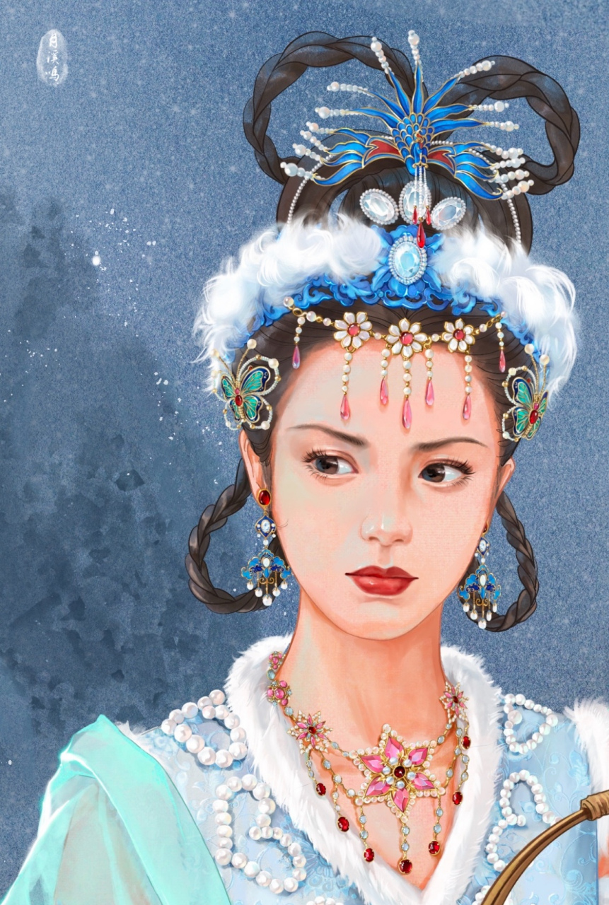 画师月溪鸣绘制的一组西游记人物插画,描绘了剧中的玉面狐狸,用二次元