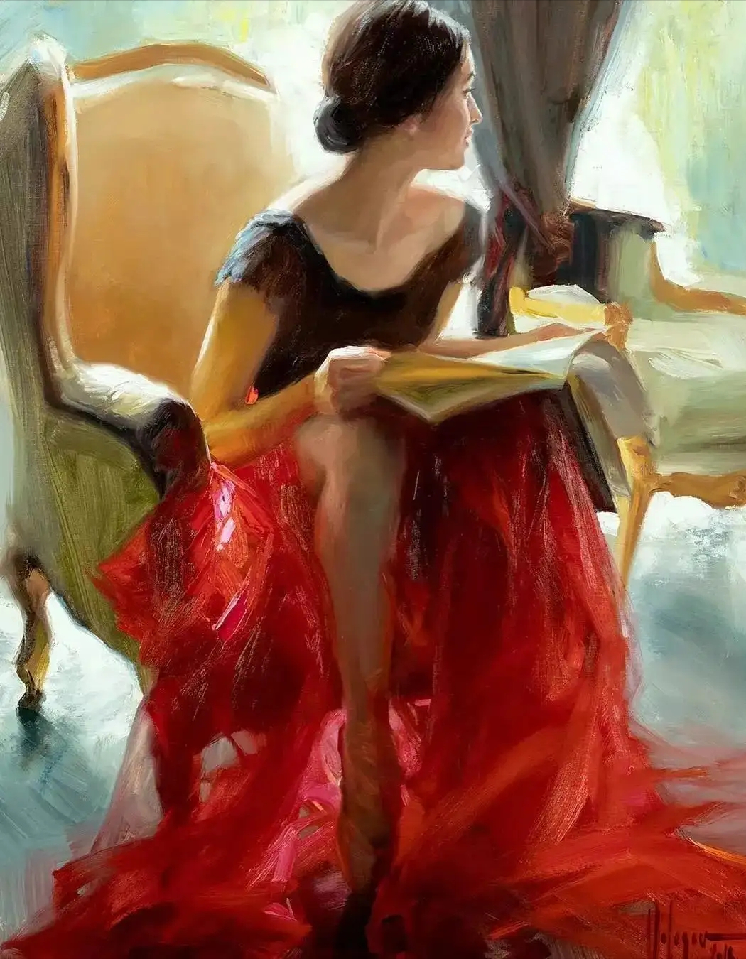 迷人的油画,画中的女子美丽优雅︱俄罗斯画家vladimir volegov绘画
