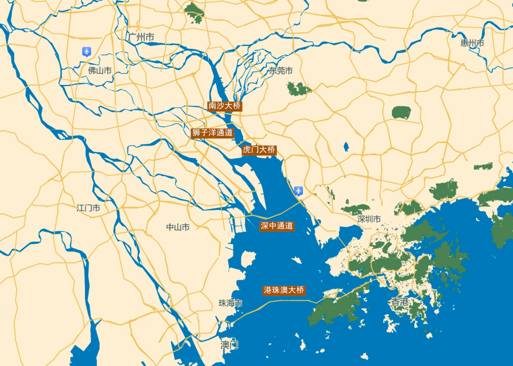 多桥飞架东西,天堑变通途,城市群变"市" 在珠江口两岸,环绕着包括广州