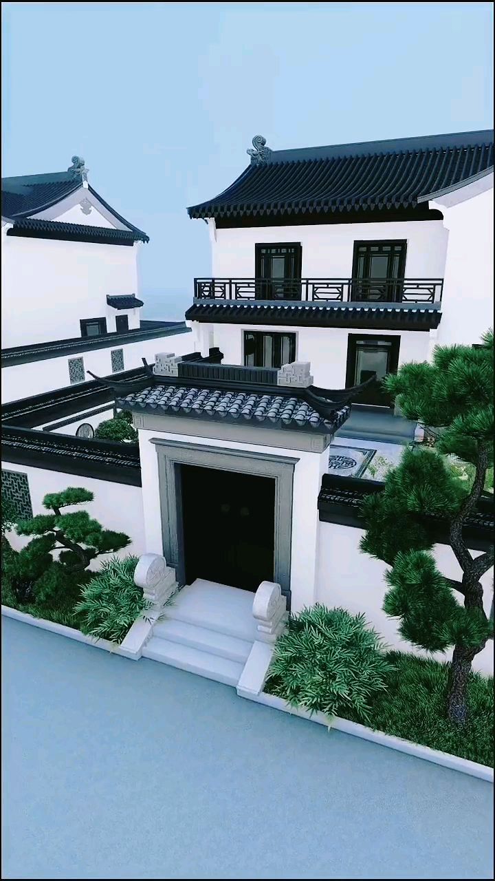新中式苏式合院别墅,院子舒心相伴农村自建房,演绎幸福生活