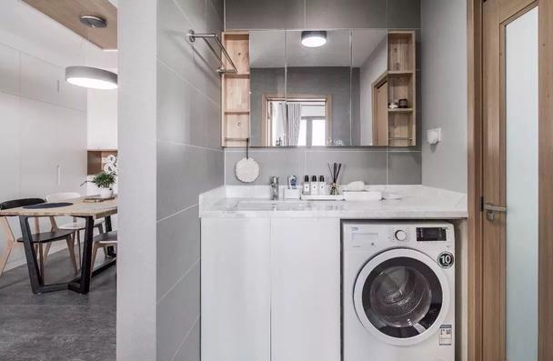 卫生间装修时,洗衣机挨着手盆放,不仅可以收纳连地漏都不用装了