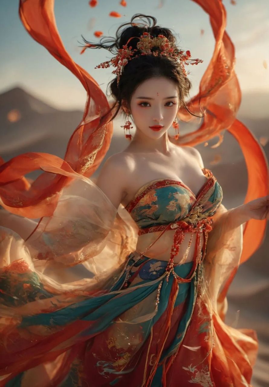 敦煌壁画中,飞天女神的舞姿,如同天边流云,轻盈而自由.