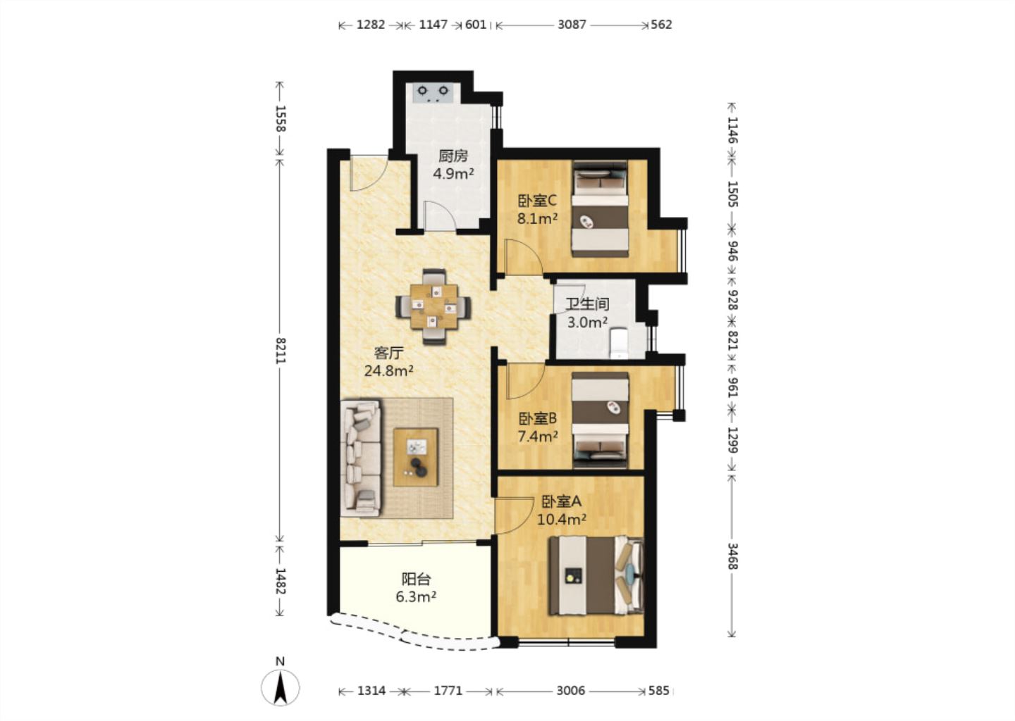 厦门海沧区马銮湾海尔华玺83平三房
