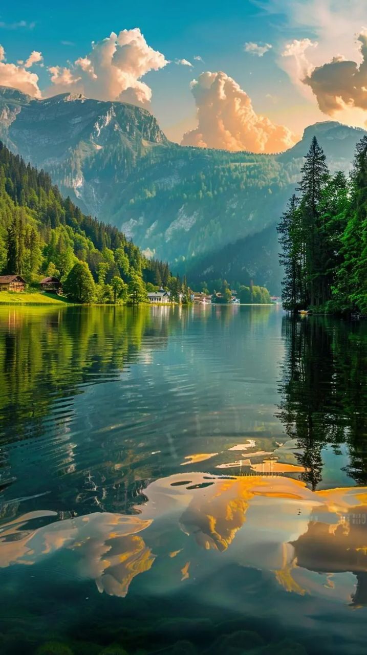 微信头像风景壁纸-远山近水,落日晚霞 时光苍绿,岁月悠然,定格最美