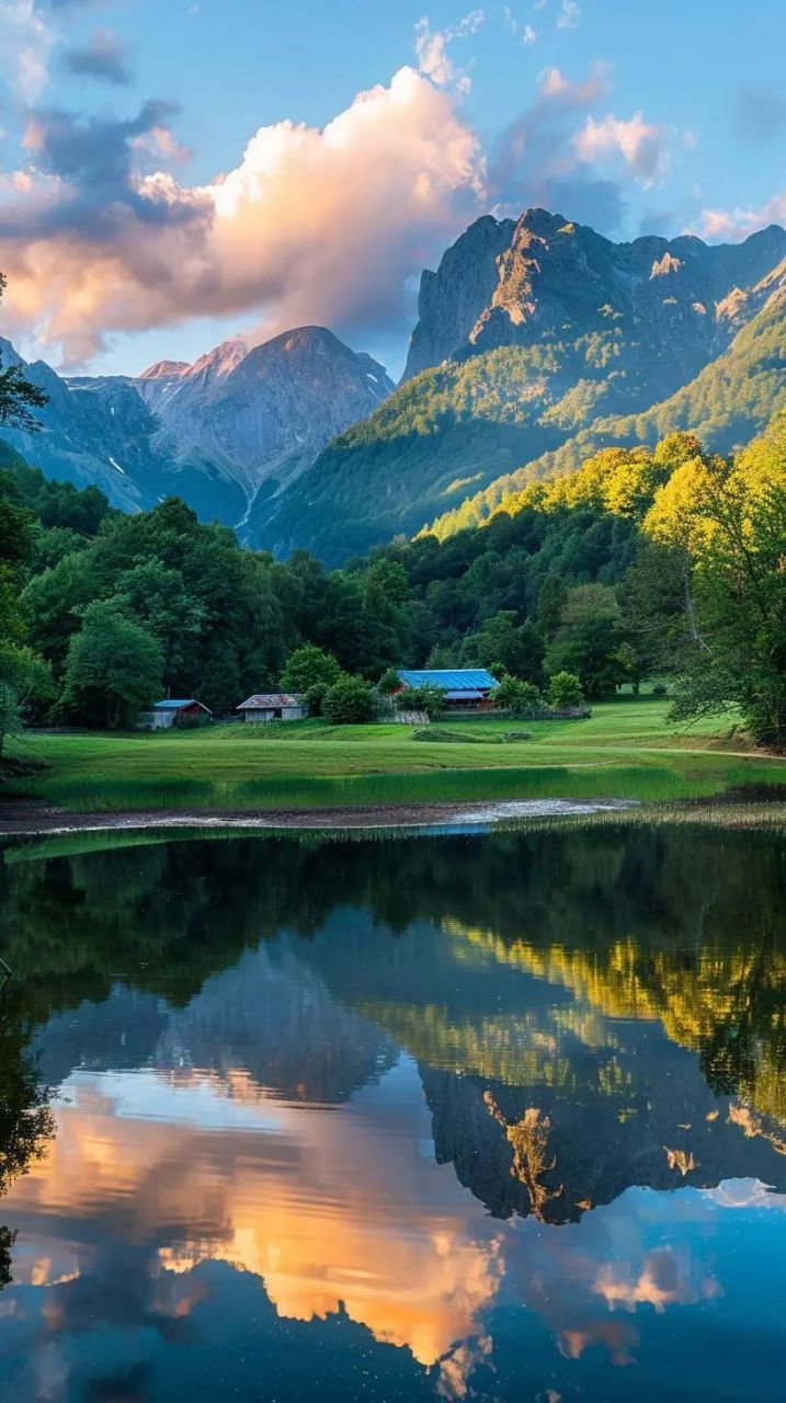 微信头像风景壁纸-远山近水,落日晚霞 时光苍绿,岁月悠然,定格最美