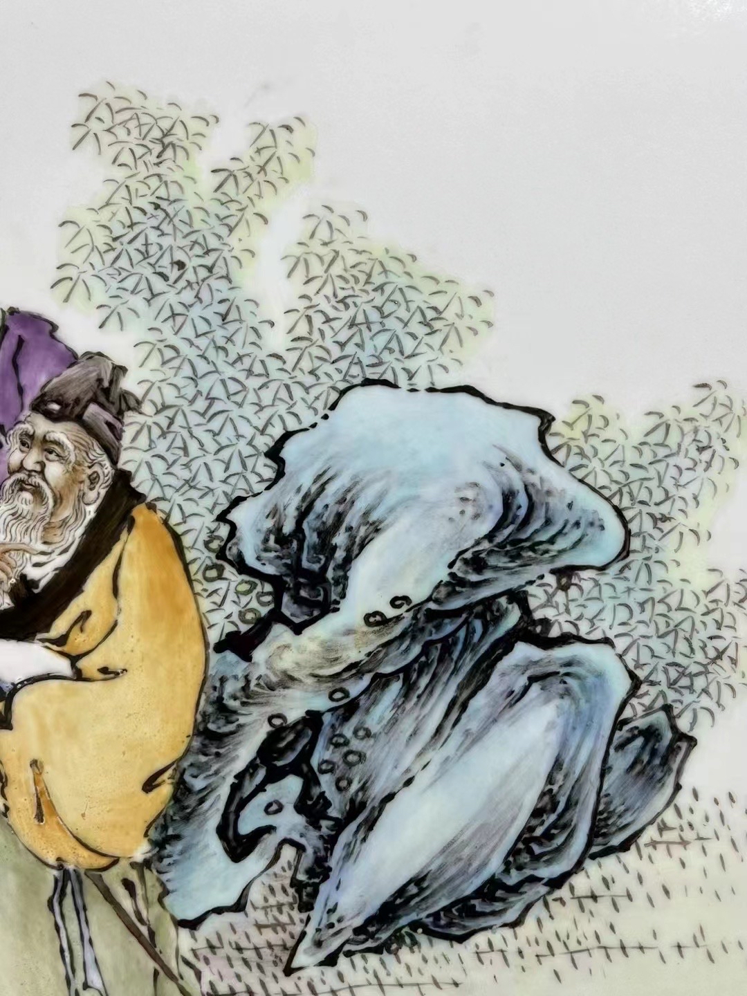 珠山八友王琦粉彩人物瓷板.外框高度57厘米,宽度42厘米