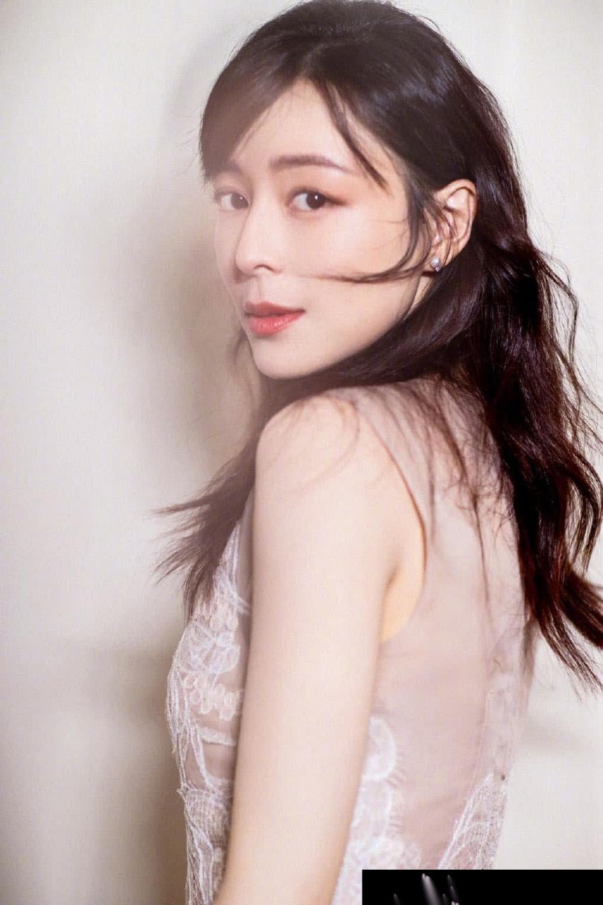 张静初刺绣纱裙