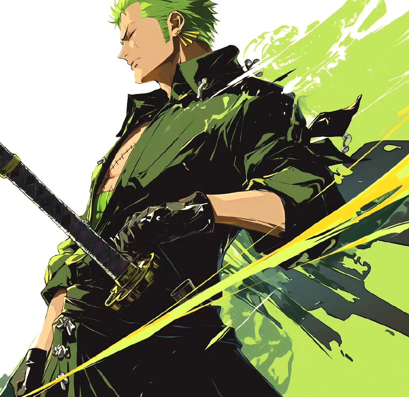 分享一组《海贼王》索隆插画作品,用华丽的造型诠释了这位著名的剑客