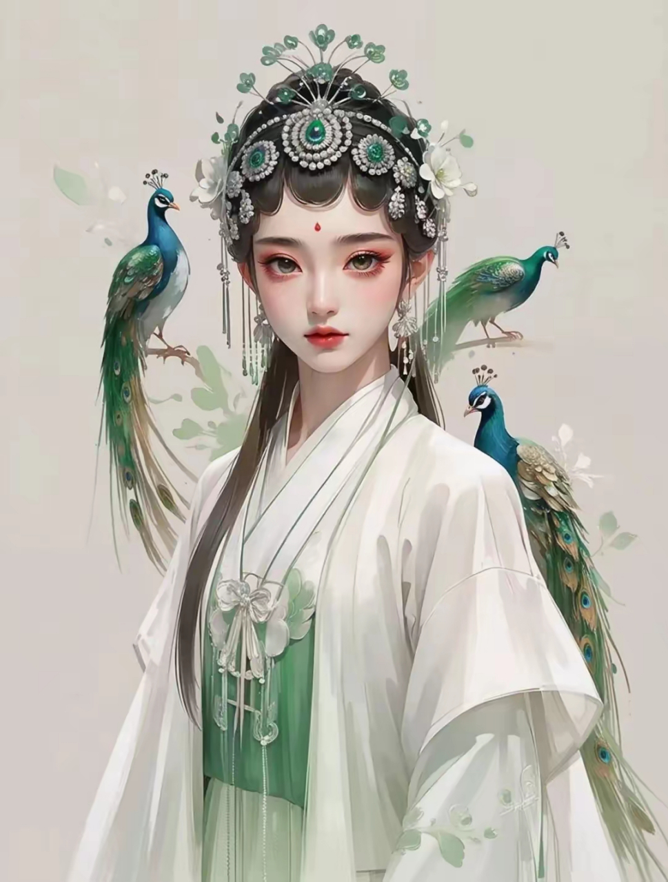 孔雀绿色系的古风戏曲头像,很漂亮哦