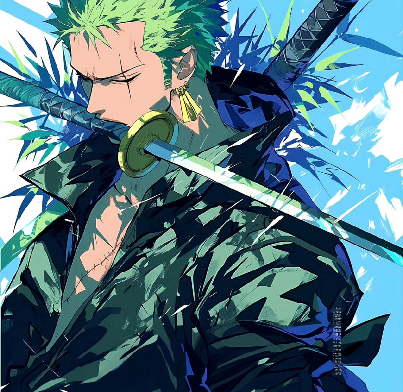 分享一组《海贼王》索隆插画作品,用华丽的造型诠释了这位著名的剑客