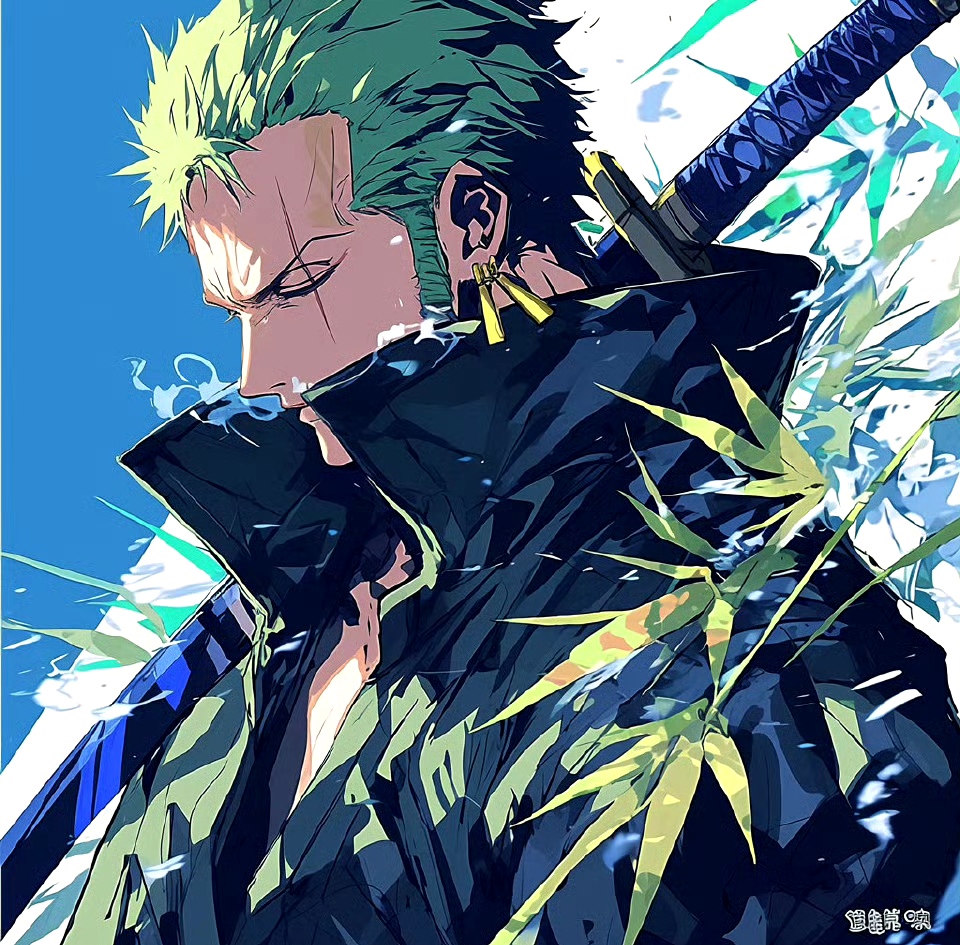 分享一组《海贼王》索隆插画作品,用华丽的造型诠释了这位著名的剑客