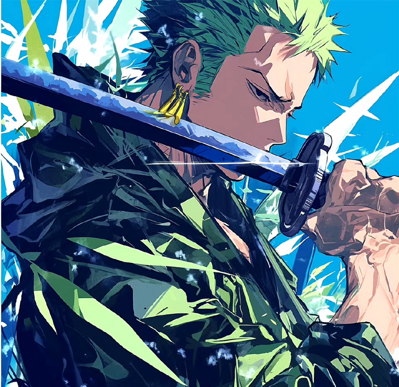 分享一组《海贼王》索隆插画作品,用华丽的造型诠释了这位著名的剑客