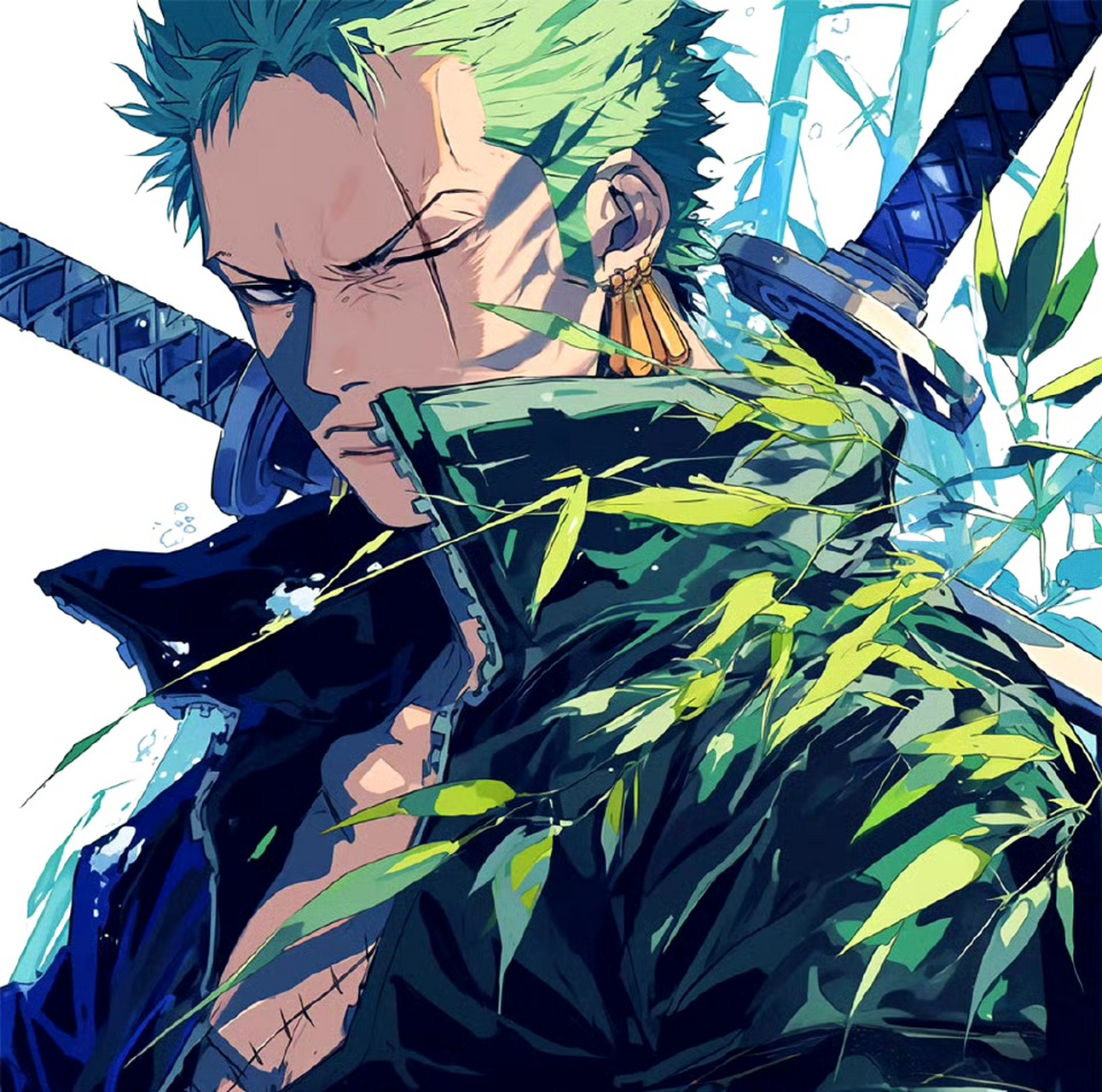 分享一组《海贼王》索隆插画作品,用华丽的造型诠释了这位著名的剑客