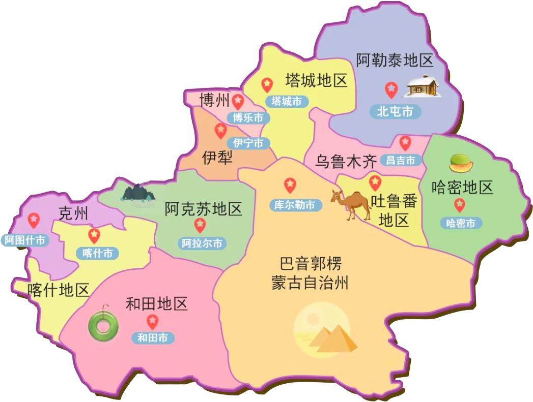 新疆地图简易图片