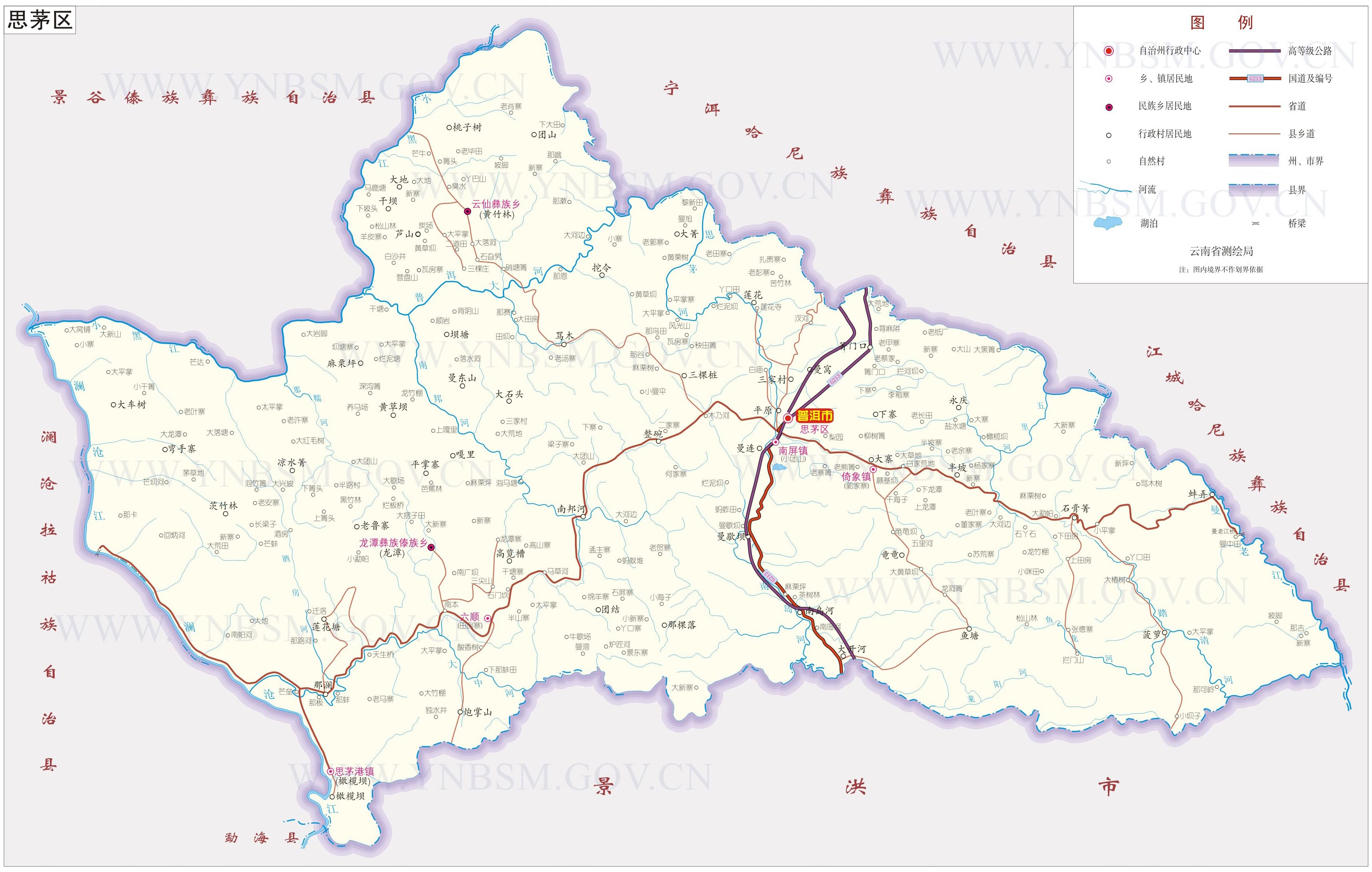普洱市各县区行政图图片