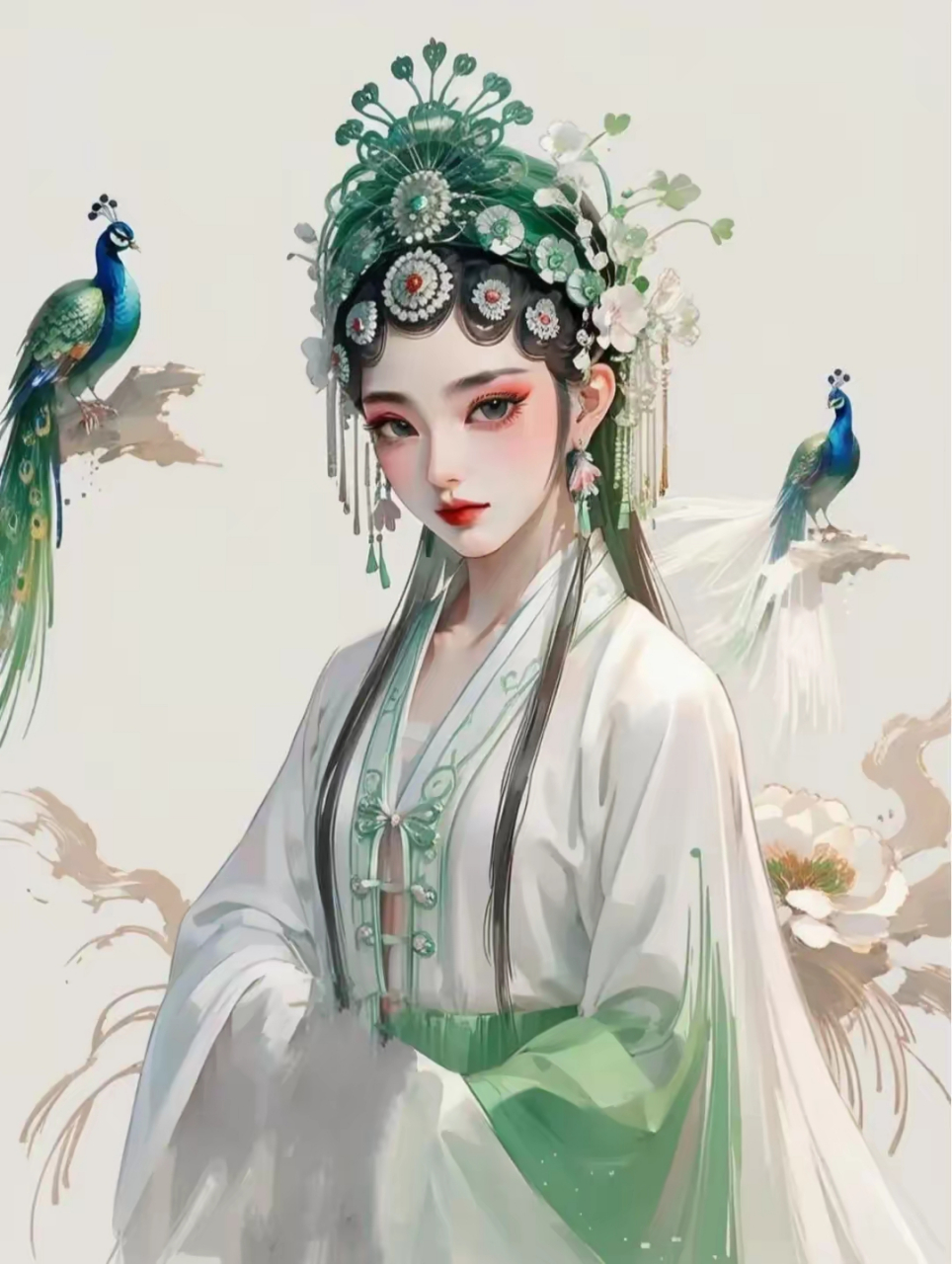 孔雀绿色系的古风戏曲头像,很漂亮哦