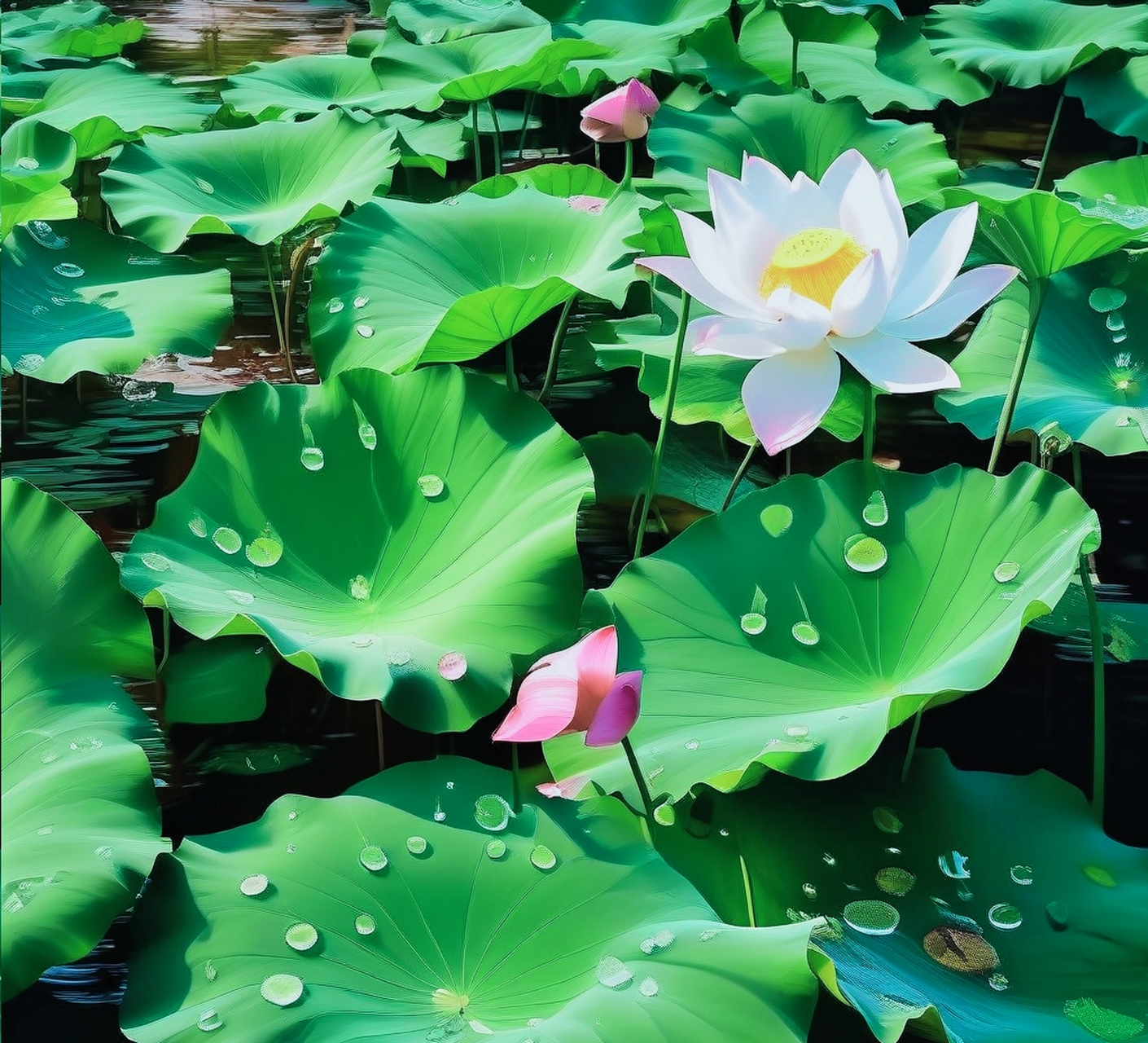 最美露水荷花图片大全图片