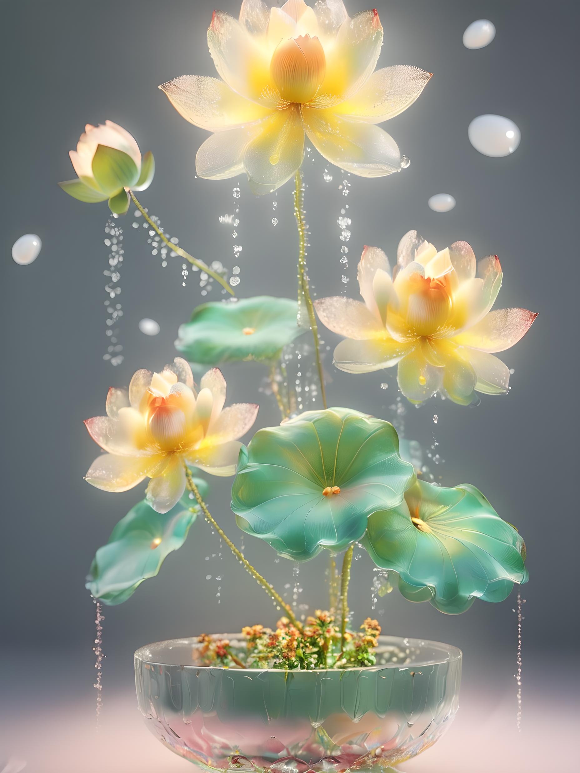 壁纸# #ai绘画# 治愈系|莲语轻吟,花开半夏,传递纯洁与美好,予你好 