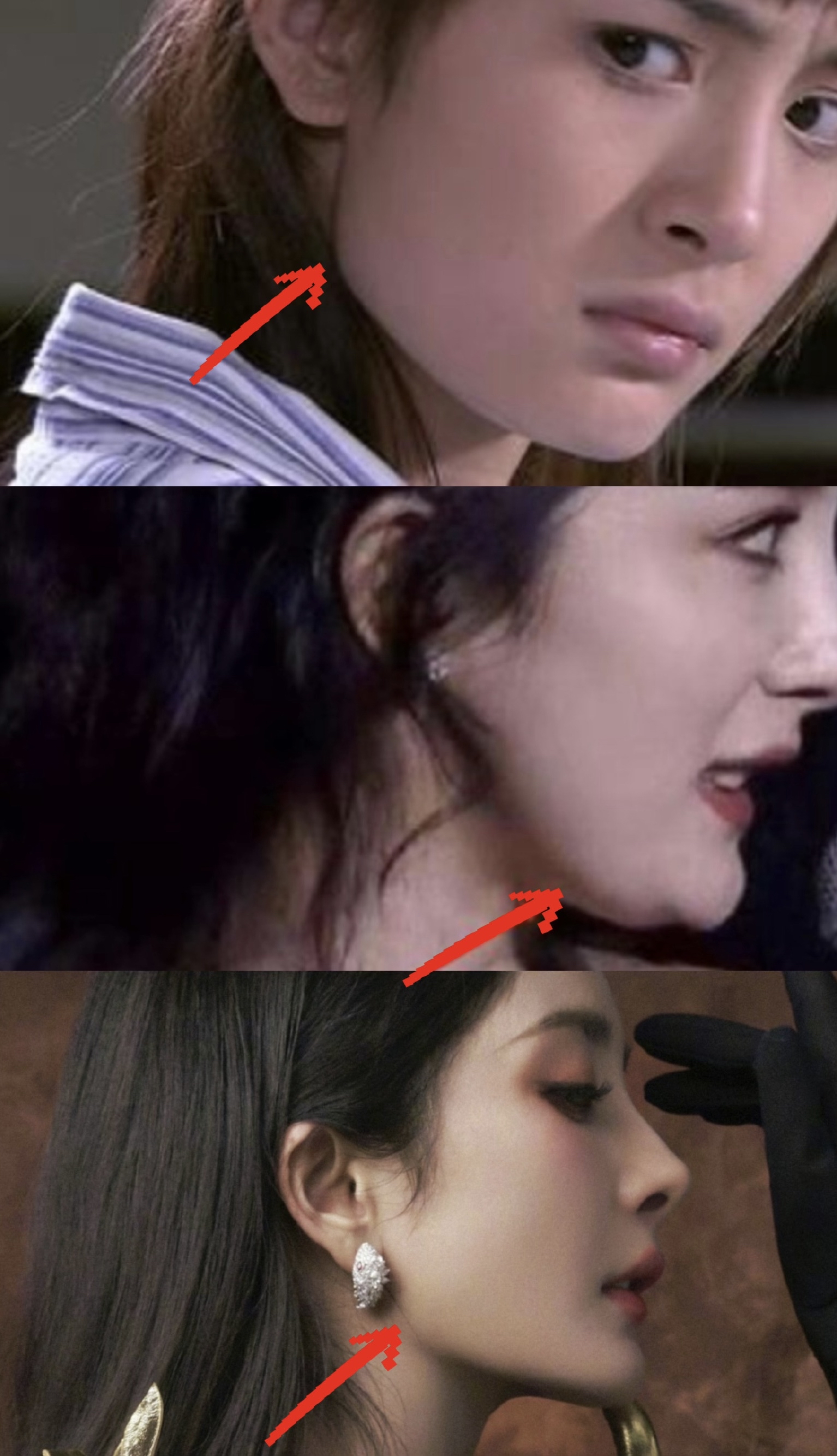 杨幂的下颚线怎么时有时无?