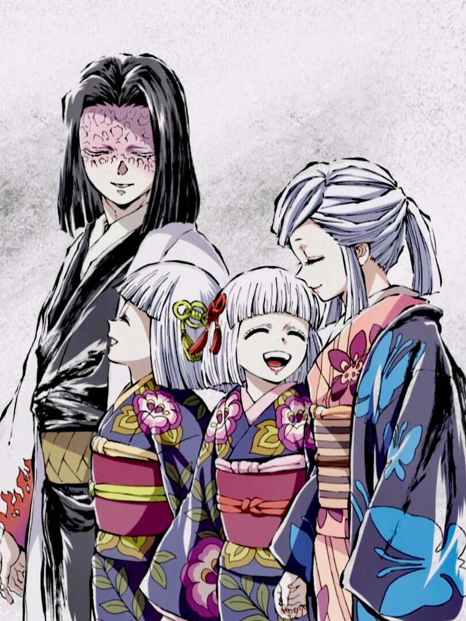 分享一组《鬼灭之刃》主公大人产屋敷耀哉全家福插画作品,他凭借一己