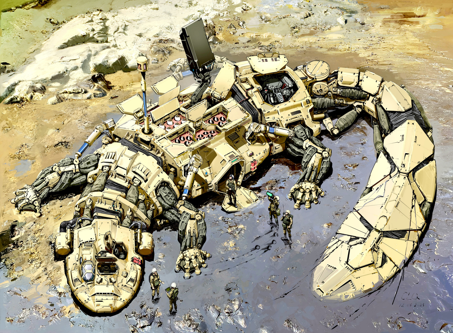 高级概念艺术家longque chen科幻机械设计作品欣赏,结合了生物造型和