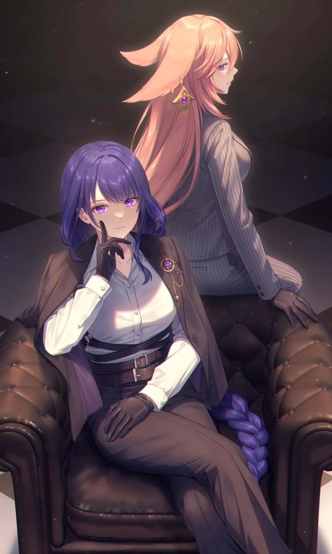 穿西装的雷电将军和八重神子也太美了吧原神