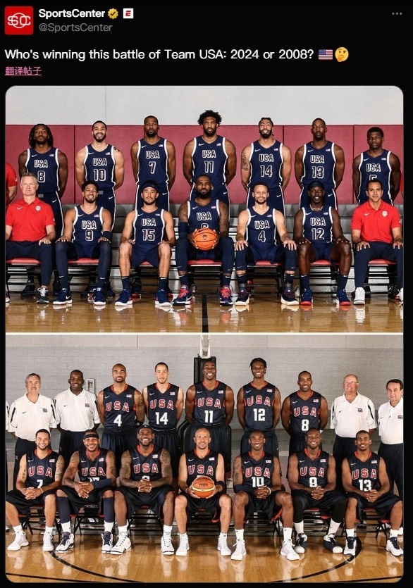 梦之队1分险胜陪练!12人大合照:老詹c位联动库里 小卡发型抢镜