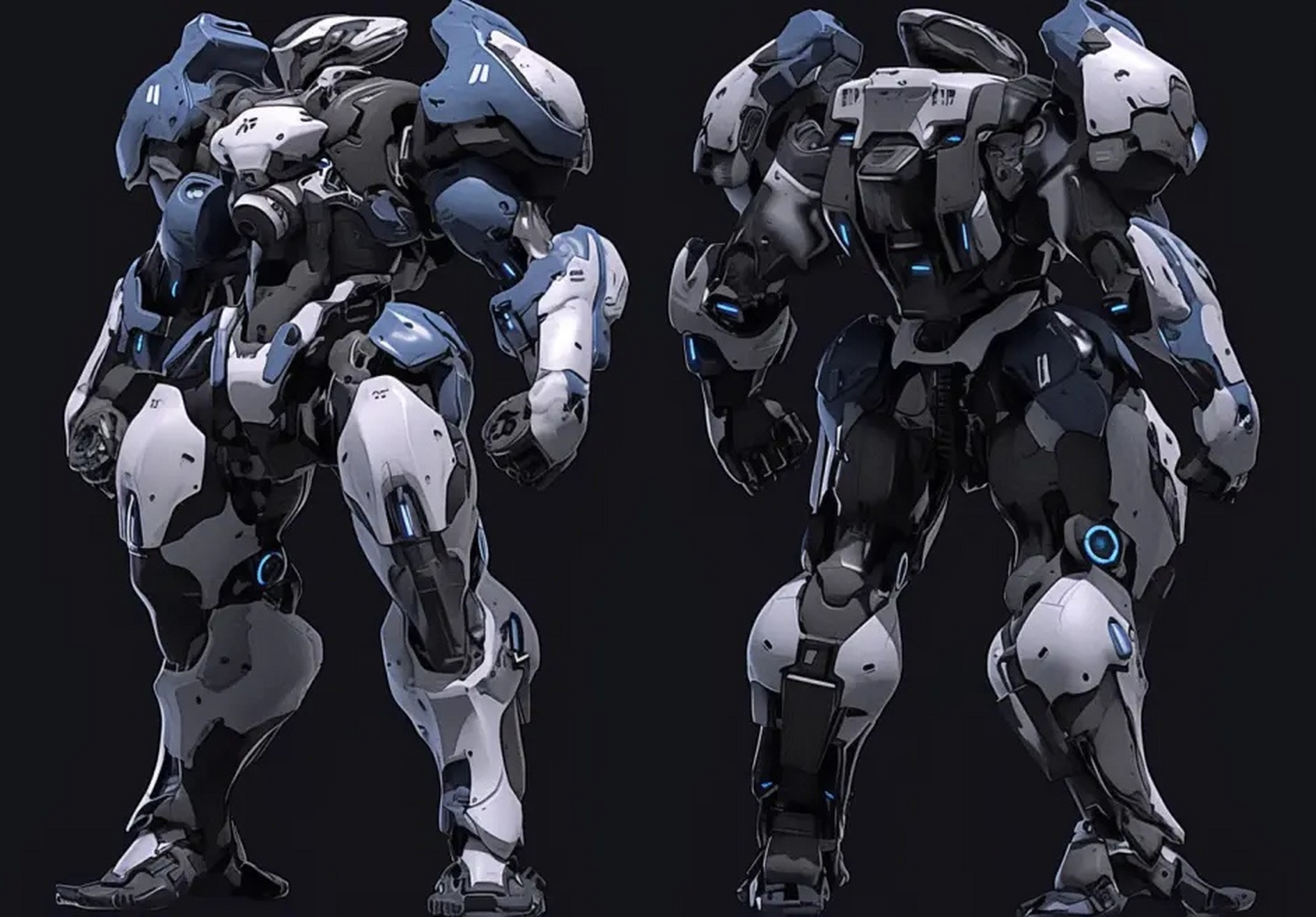 分享一组ai生成的机甲作品,展现了不同造型的人形机甲.