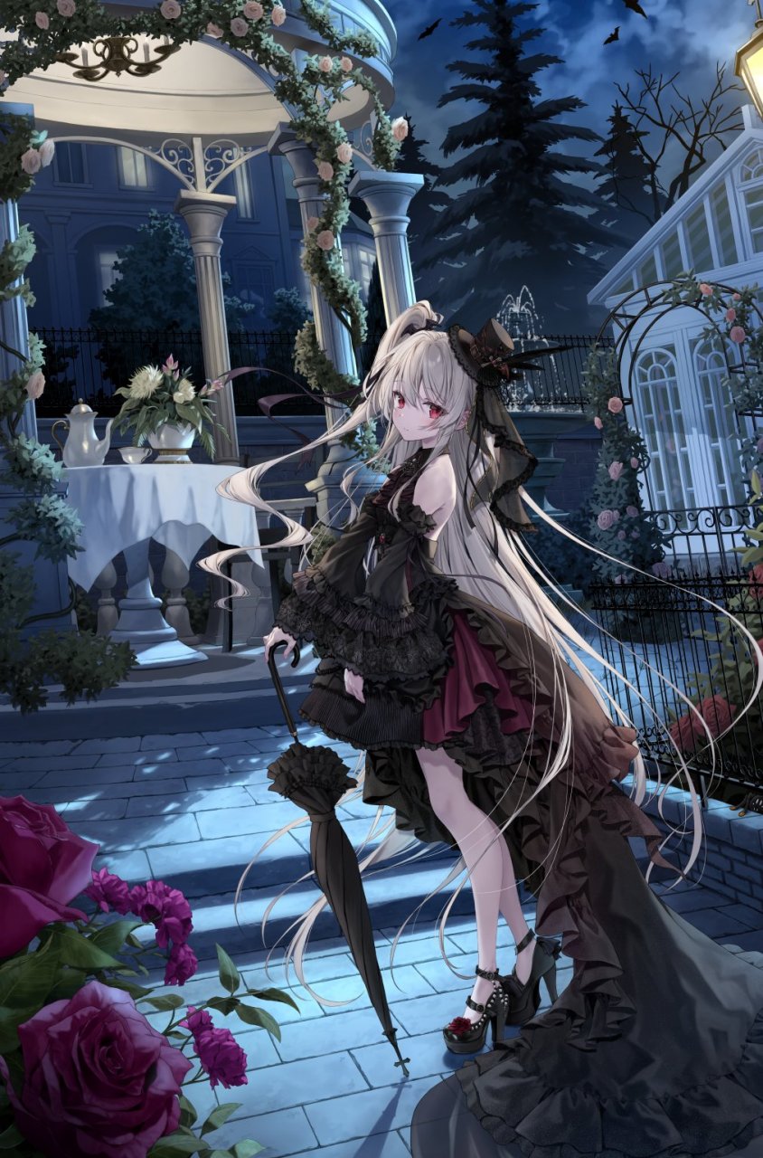 二次元# 银发哥特少女与夜晚的玫瑰花园twi@kakao_rantan