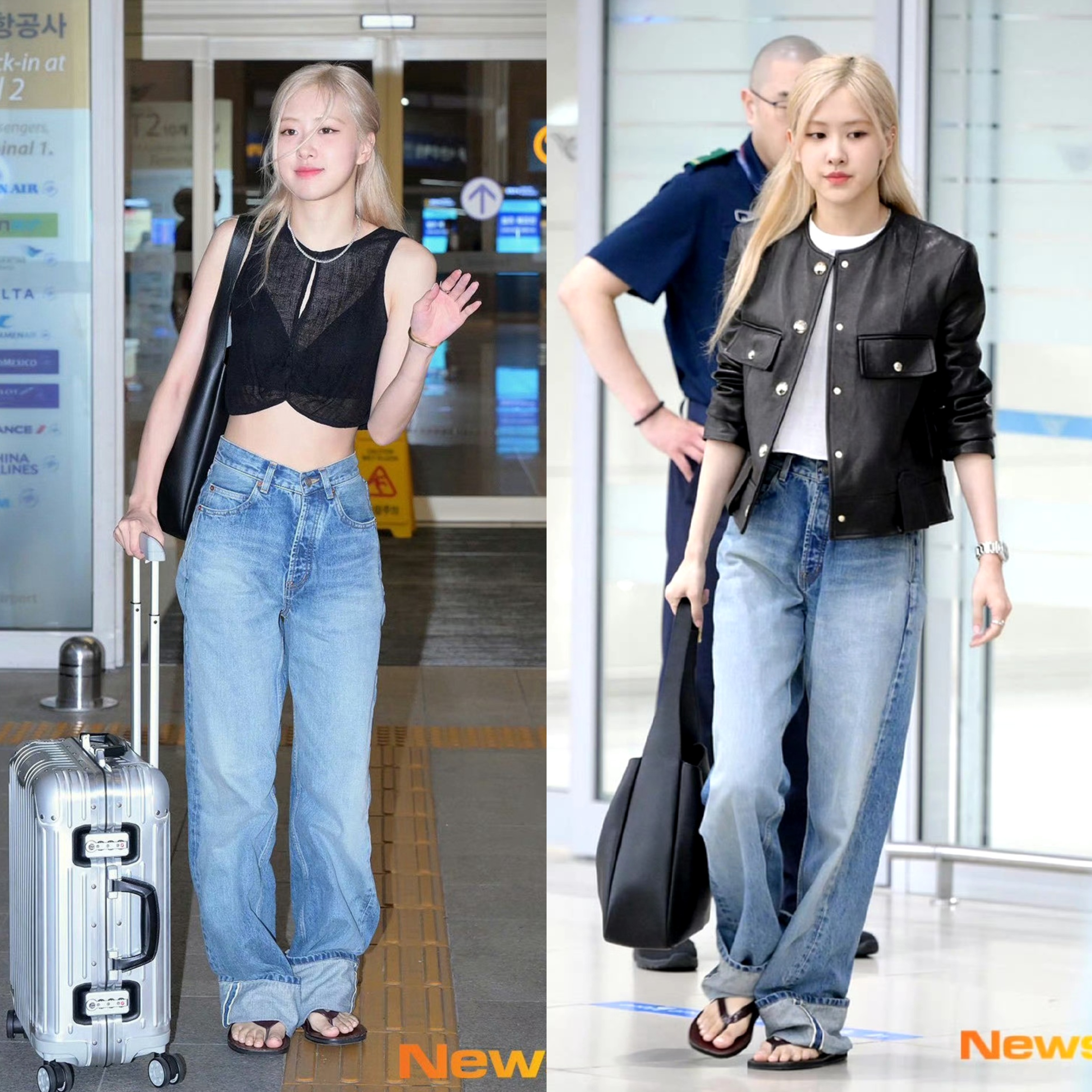 rose朴彩英戴墨镜穿人字拖代言ysl,竟然美到冒泡了